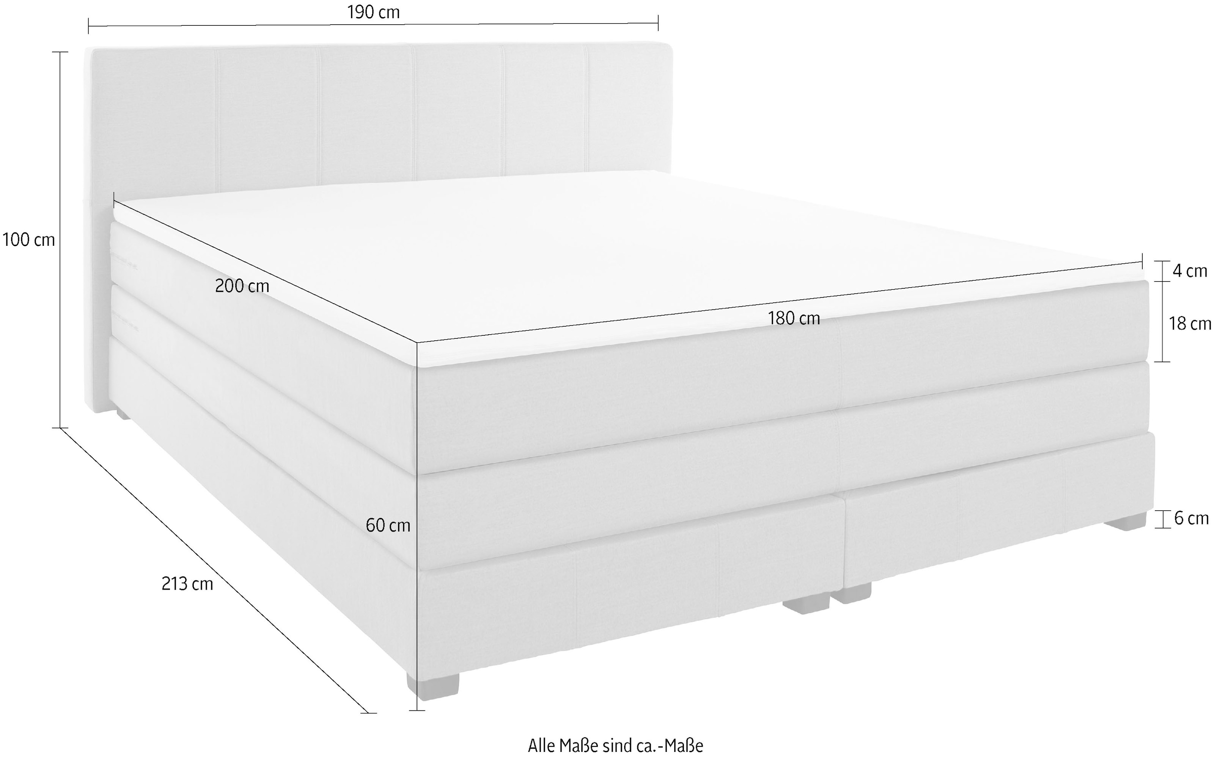 GOODproduct Boxspringbett »Peetu«, Taschenfederkern-Matratze, in 4 Breiten und 4 Farben, incl. Topper