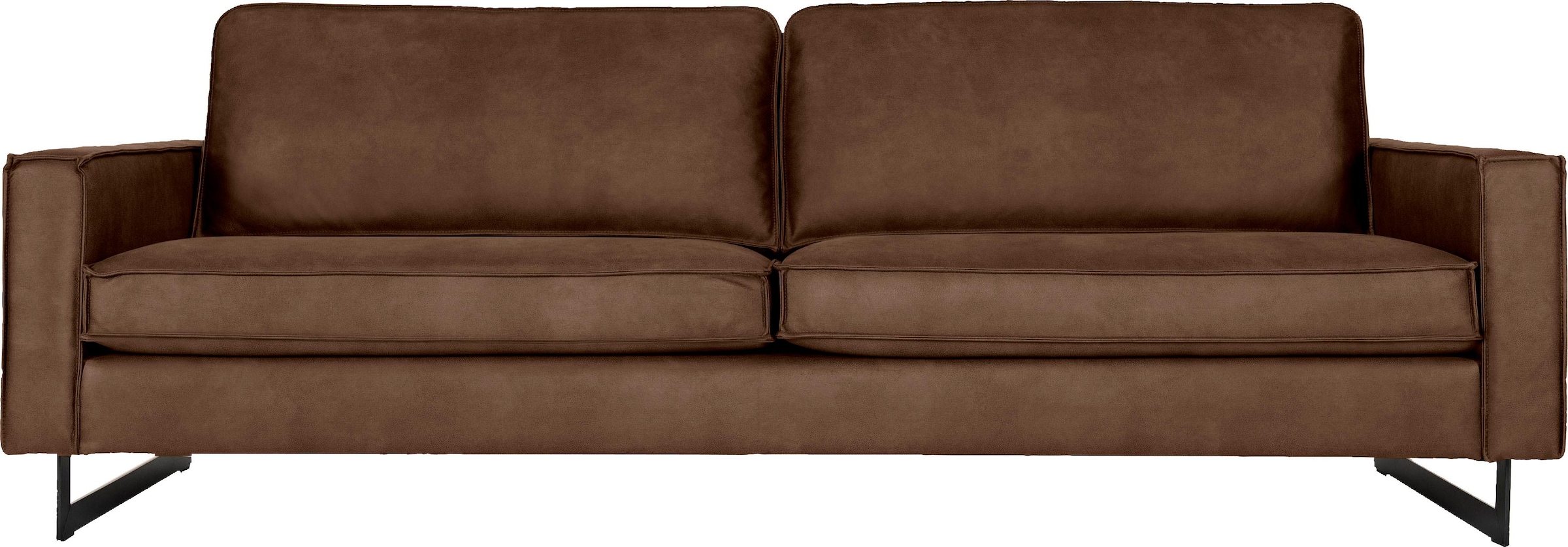 Places of Style 3-Sitzer »Maxi-Ausführung Pinto, 236 cm, Cord, Chenille, Lederoptik«, mit Keder, schwarze Metallfüsse, Wellenunterfederung