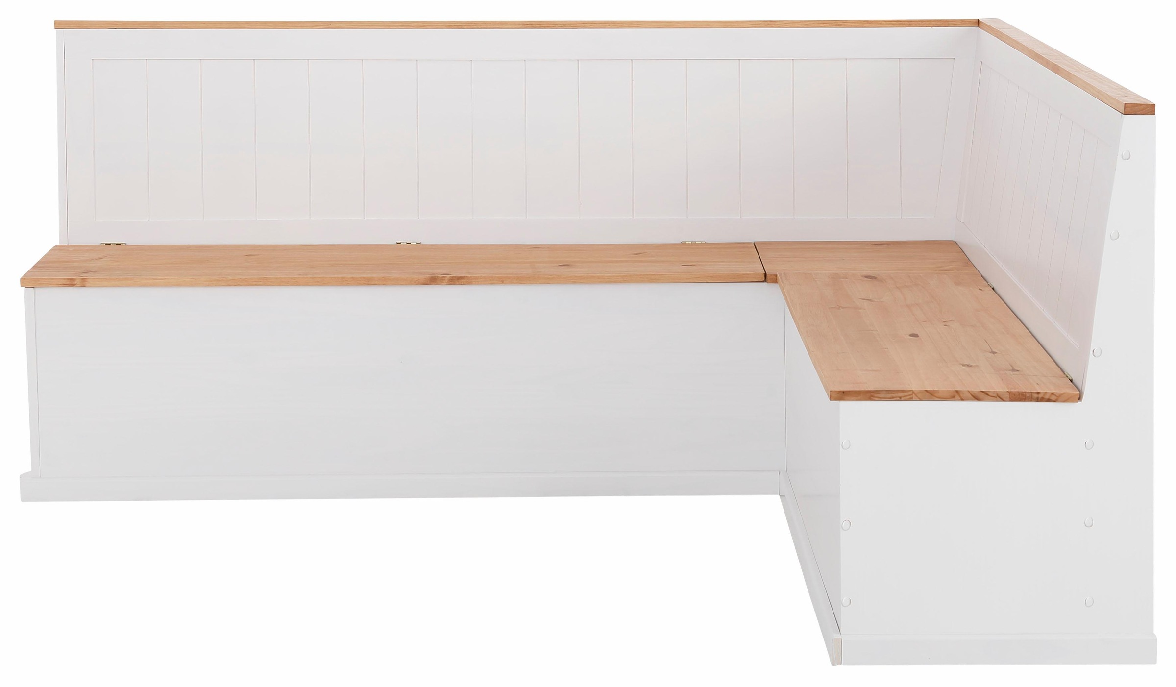 Image of GOODproduct Eckbank "Sara" aus massivem Kiefernholz, Paneel Rückenlehne, zwei Breiten