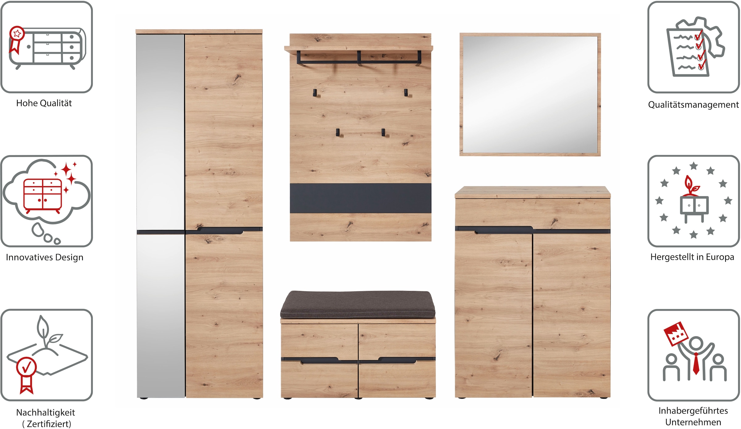 Innostyle Garderoben-Set »MEMPHIS« Komplett-Set, 5 Stk. tlg.