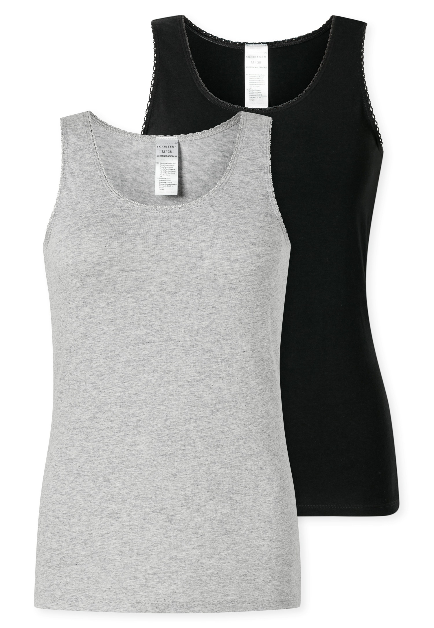 Image of Schiesser Unterhemd "Modern Multipacks" mit schmalem Spitzenband, Single Jersey, bequem