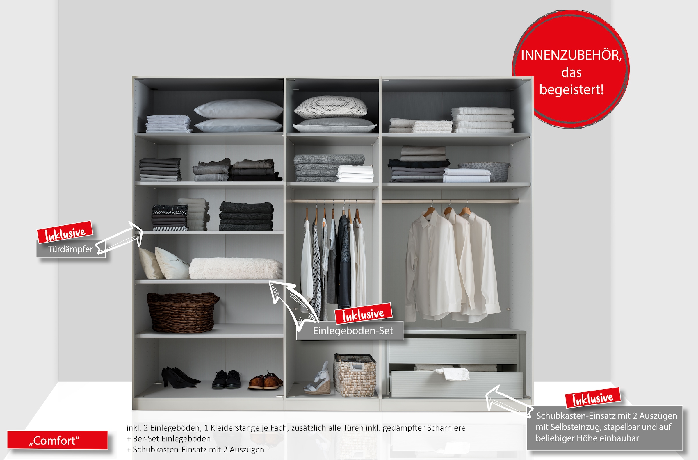 WIEMANN Drehtürenschrank »Lagos«, (in 4 Breiten und mit 3 verschiedenen Ausstattungspaketen erhältlich), inkl. Türendämpfung