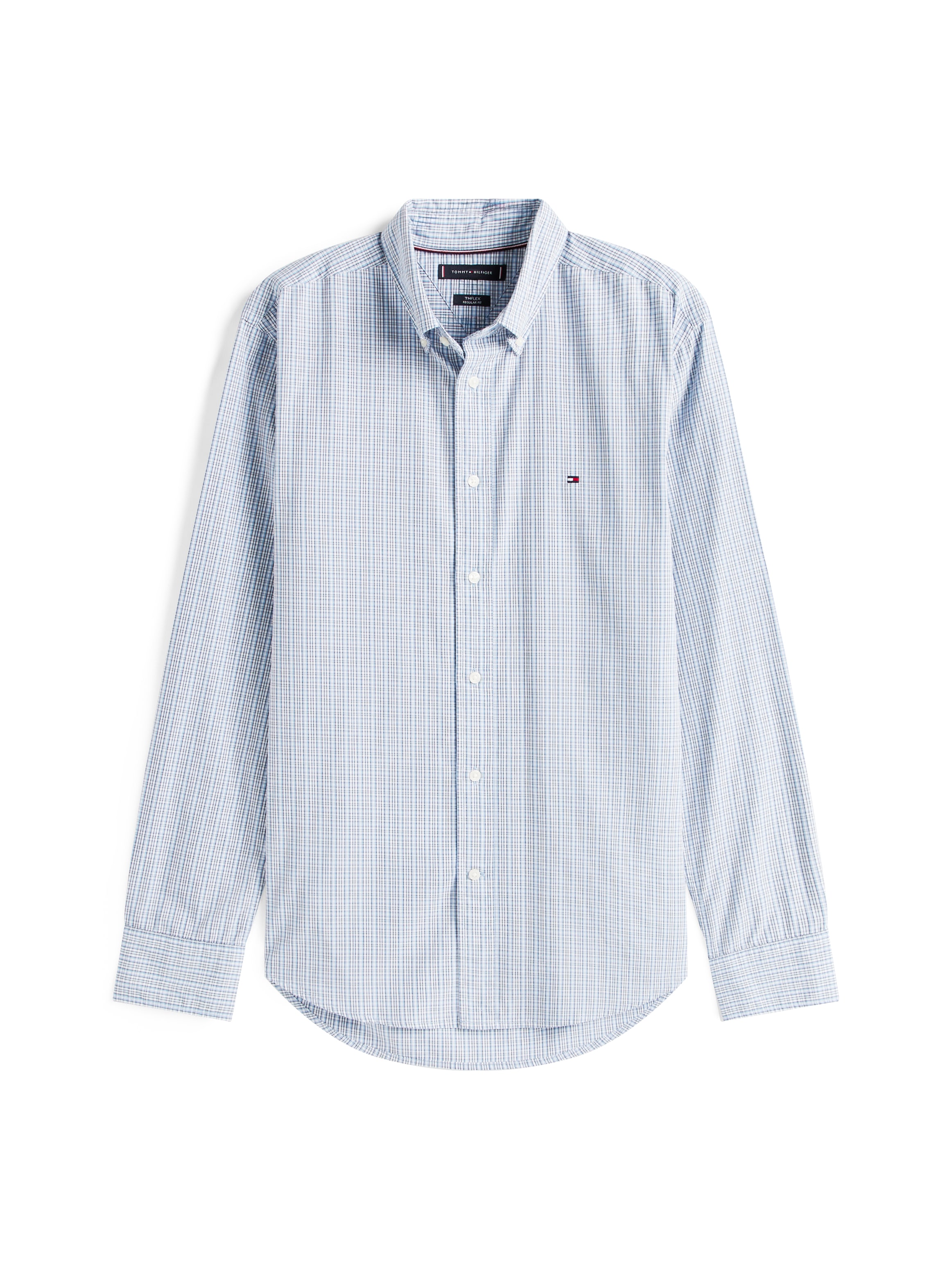 Tommy Hilfiger Chemise à manches longues »FLEX POPLIN SMALL TARTAN SHIRT« regular fit, kleinkariert, Button-down-Kragen