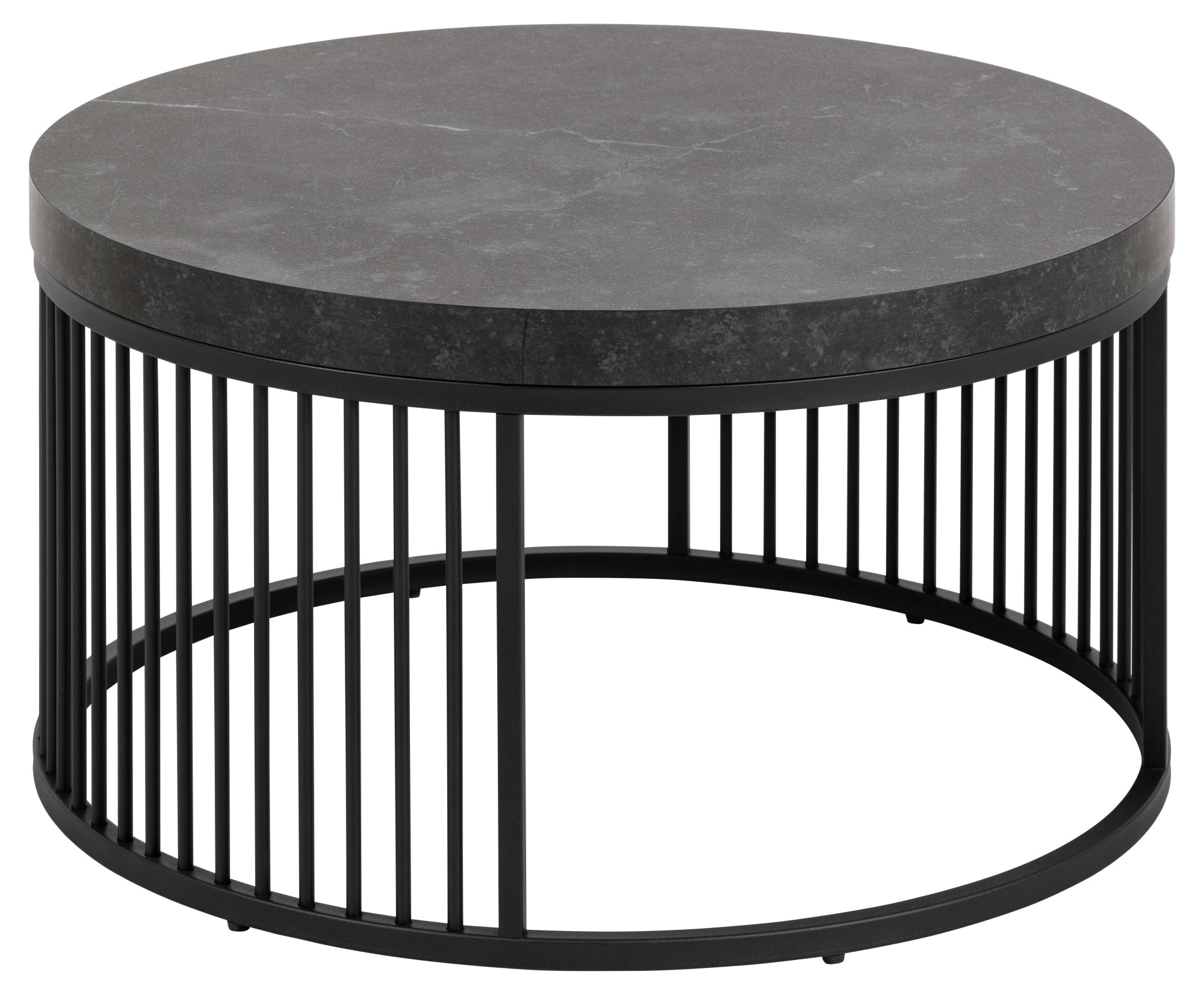 Image of ACTONA GROUP Couchtisch "Strington" Rund Sofatisch, Izmir matt schwarz rau Melamin, Ø65x35cm