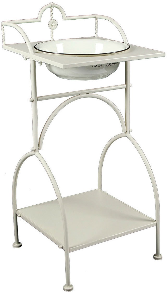 Image of Ambiente Haus Badaccessoire-Set "Waschschüssel mit Stand - eckig in Beige"