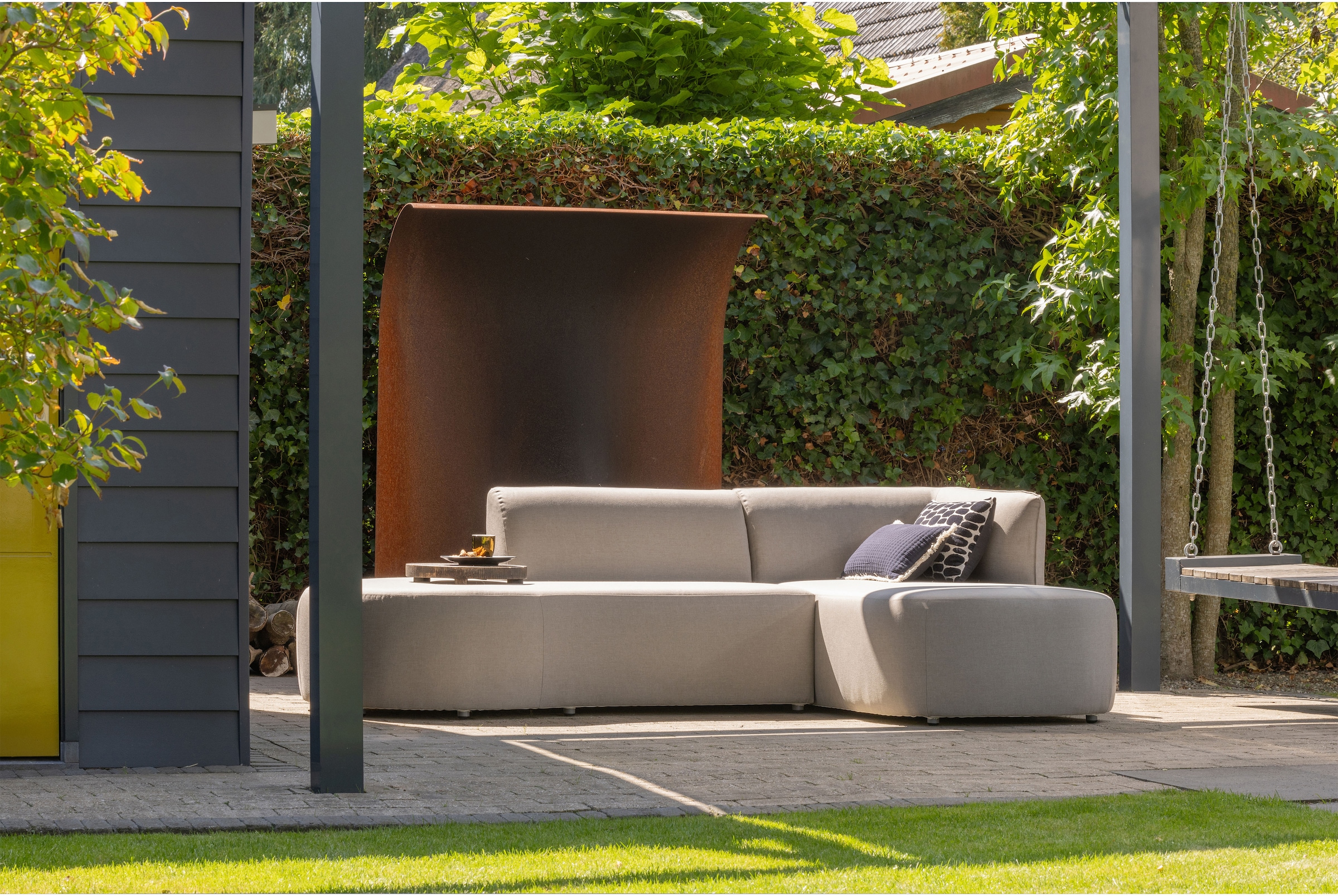 WOOOD Ecksofa »Chios Outdoor-Polyolefin-Stoff waterproof  H 71 x B 258 x T 168 cm« UV-beständige Beschichtung, Tragkraft 300 kg, pfleigleicht
