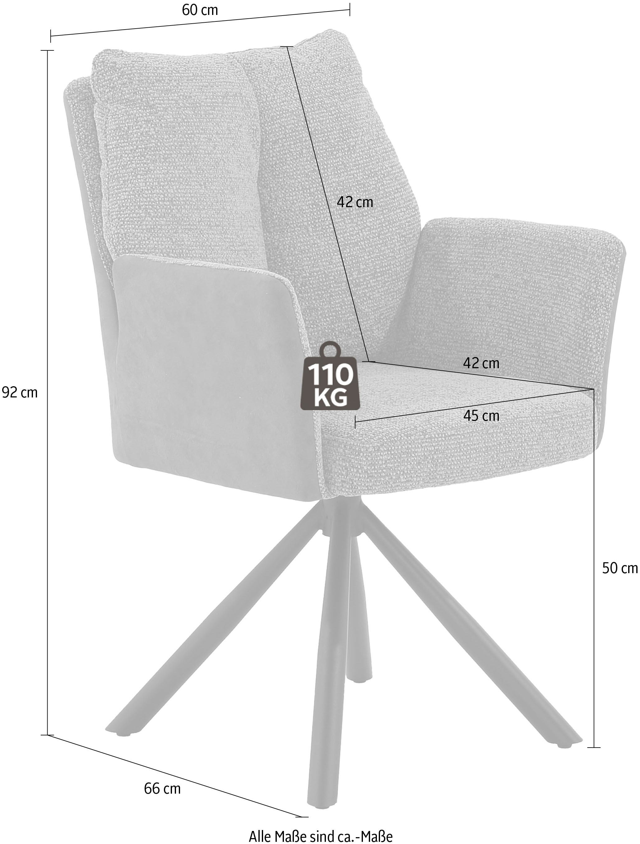 Jockenhöfer Gruppe Chaise pivotante »Shelby« (Ensemble) 2 cuisChaise à 4 pieds, pivotante à 360°, ressorts ensachés, charge max. 150kg
