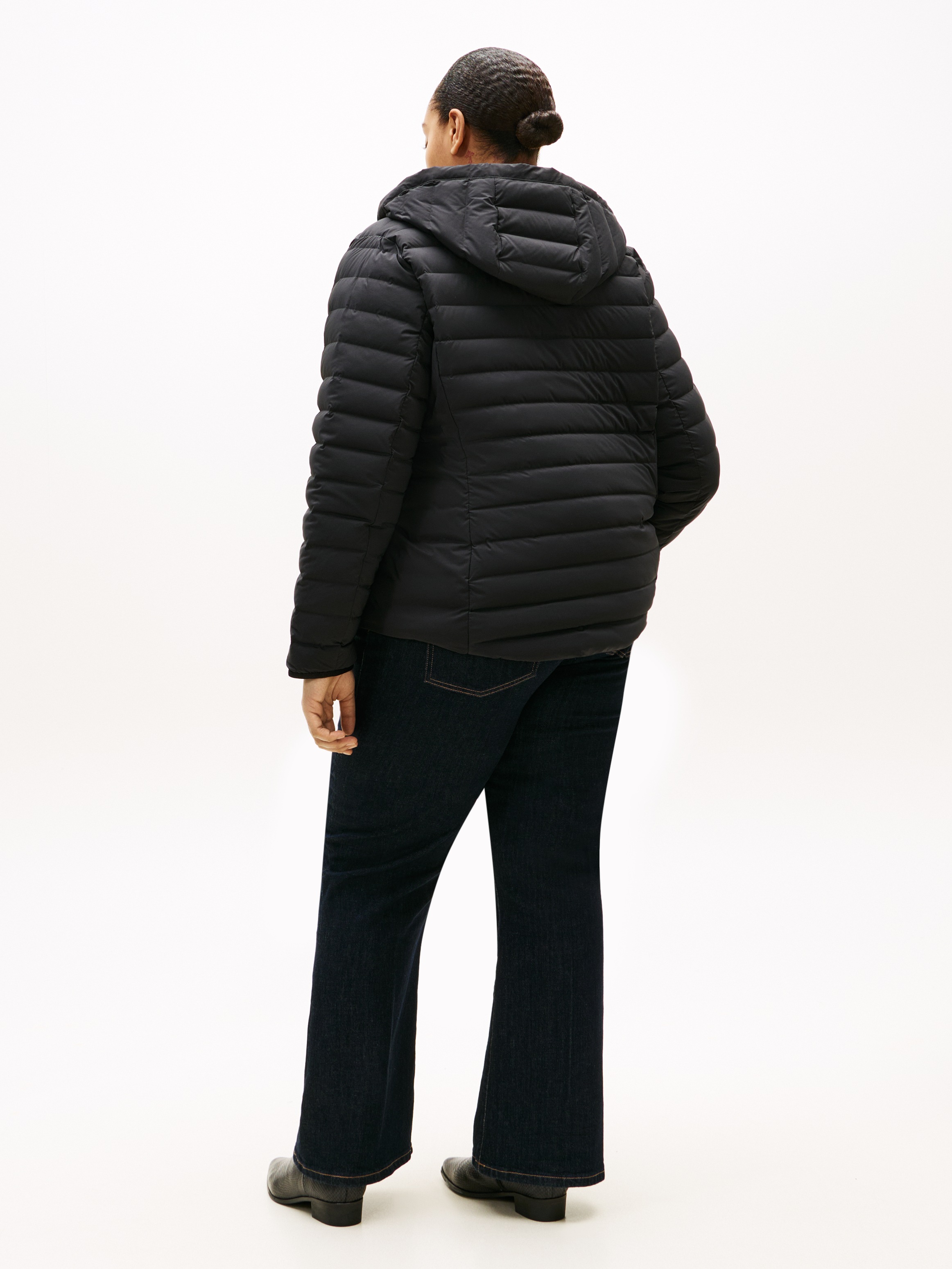 Tommy Hilfiger Curve Veste matelassée »CRV STRETCH NYLON LW DOWN JACKET« mit Kapuze in grossen Grössen
