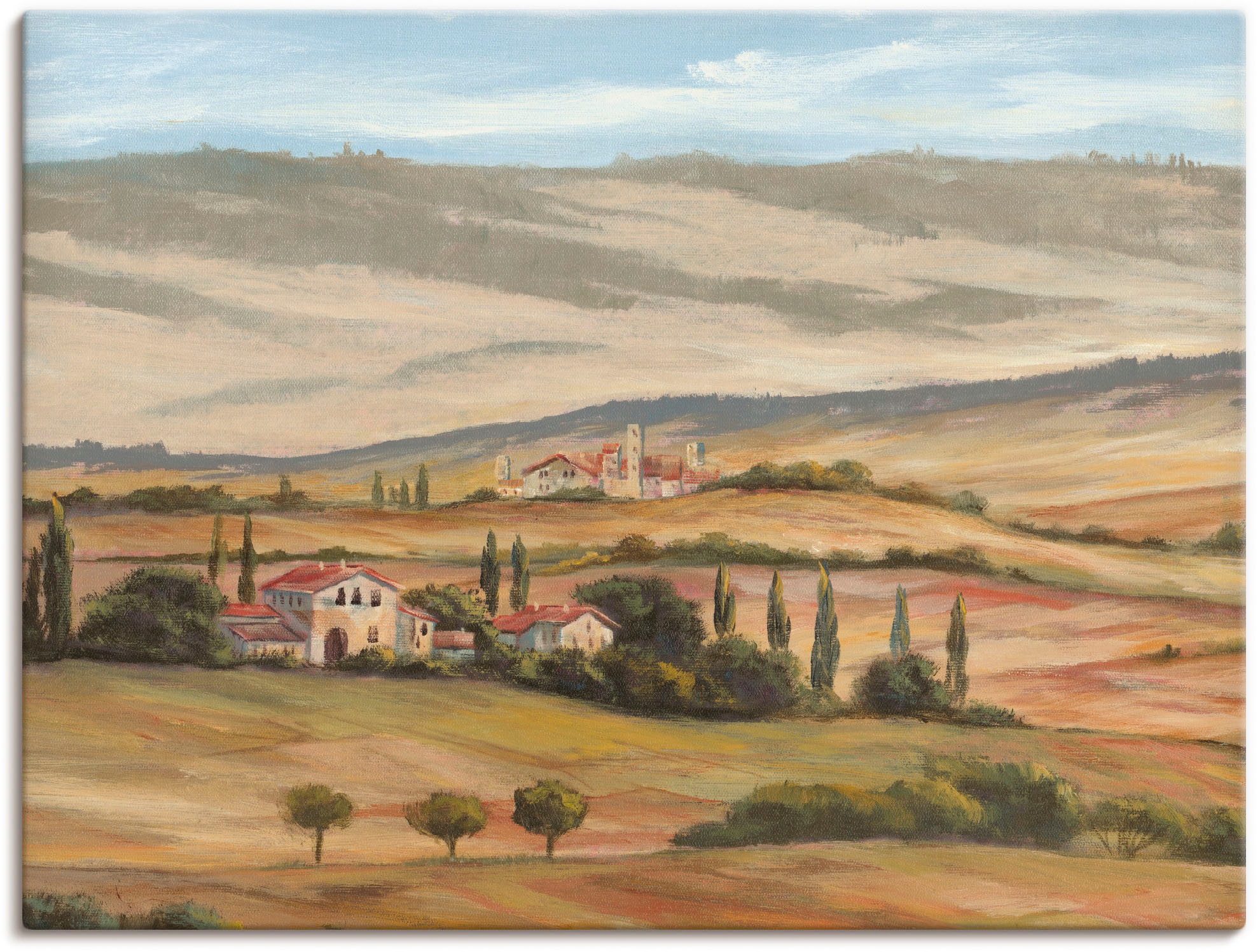 Image of Artland Leinwandbild "Toskanisches Tal I" Bilder von Europa 1 Stk. tlg. auf Holzrahmen gespannt