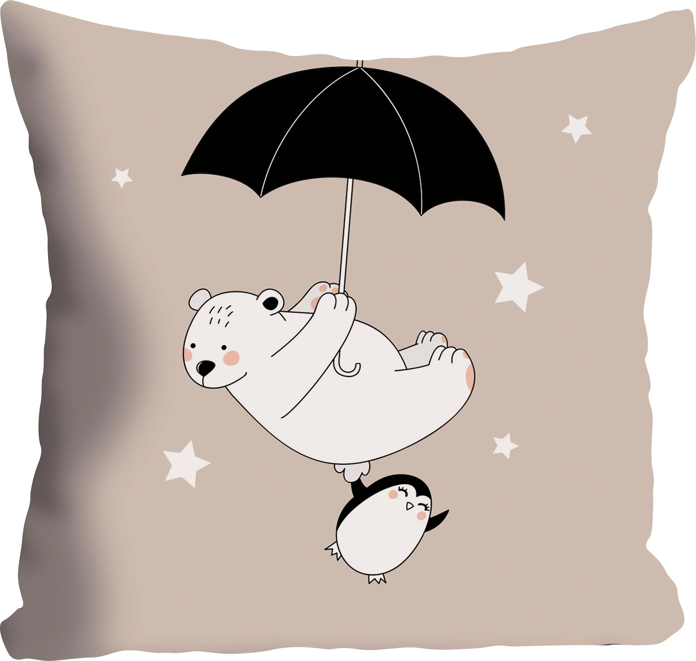 Image of queence Dekokissen "Eisbär & Pinguin" Kissenhülle ohne Füllung, 1 Stück