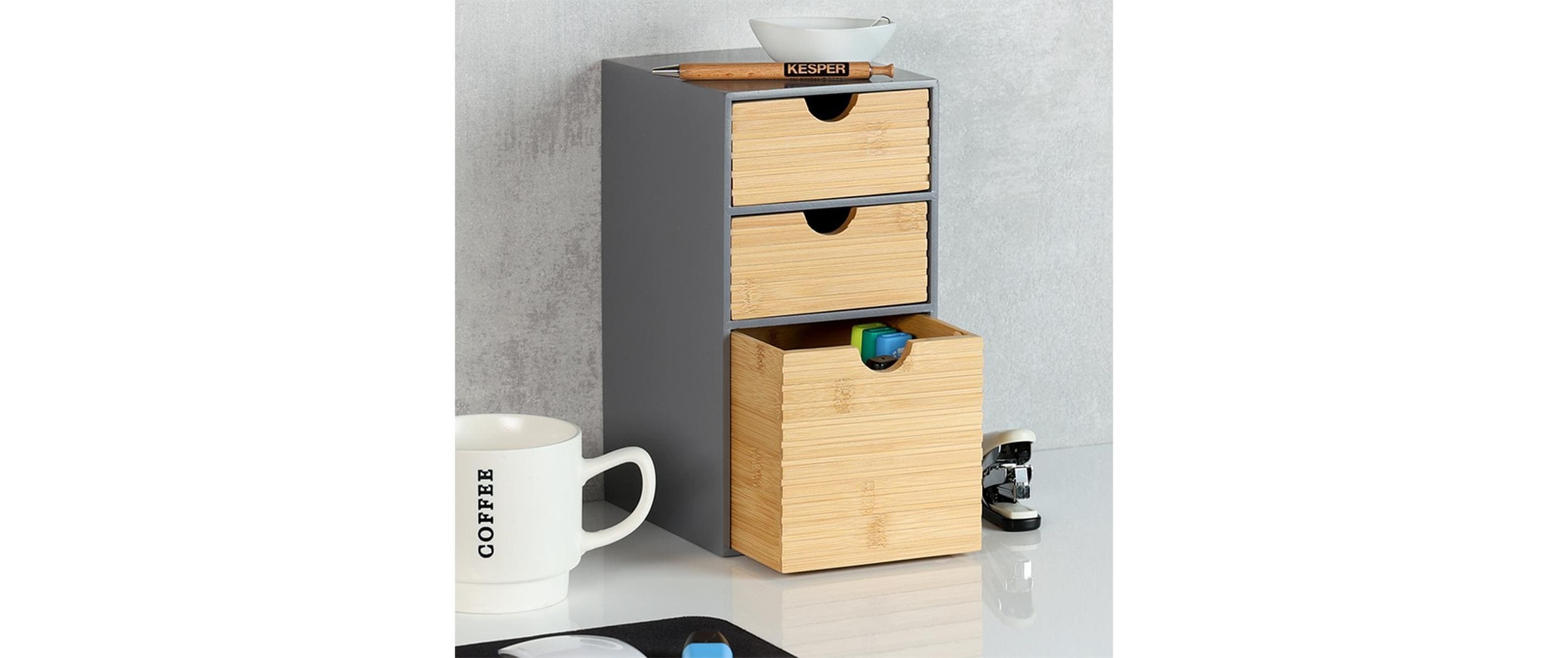 KESPER® Aufbewahrungsbox »Küchenregal, Aufbewahrungsbox, FSC®-zertifiziert« Mini-Kommode mit 3 Schubladen