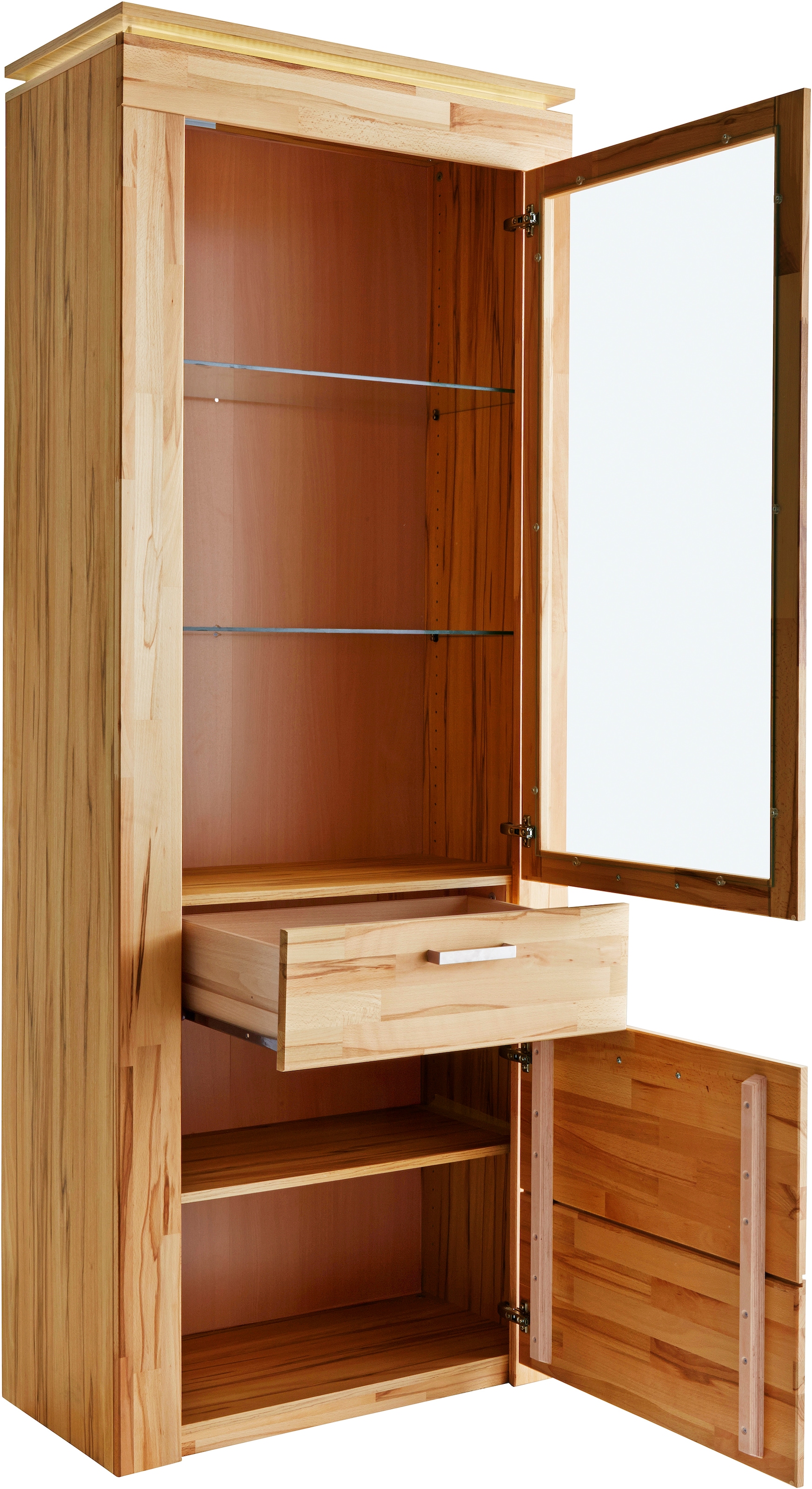 VOGL Möbelfabrik Vitrine, Höhe 209 cm, mit viel Stauraum, teilmassiv