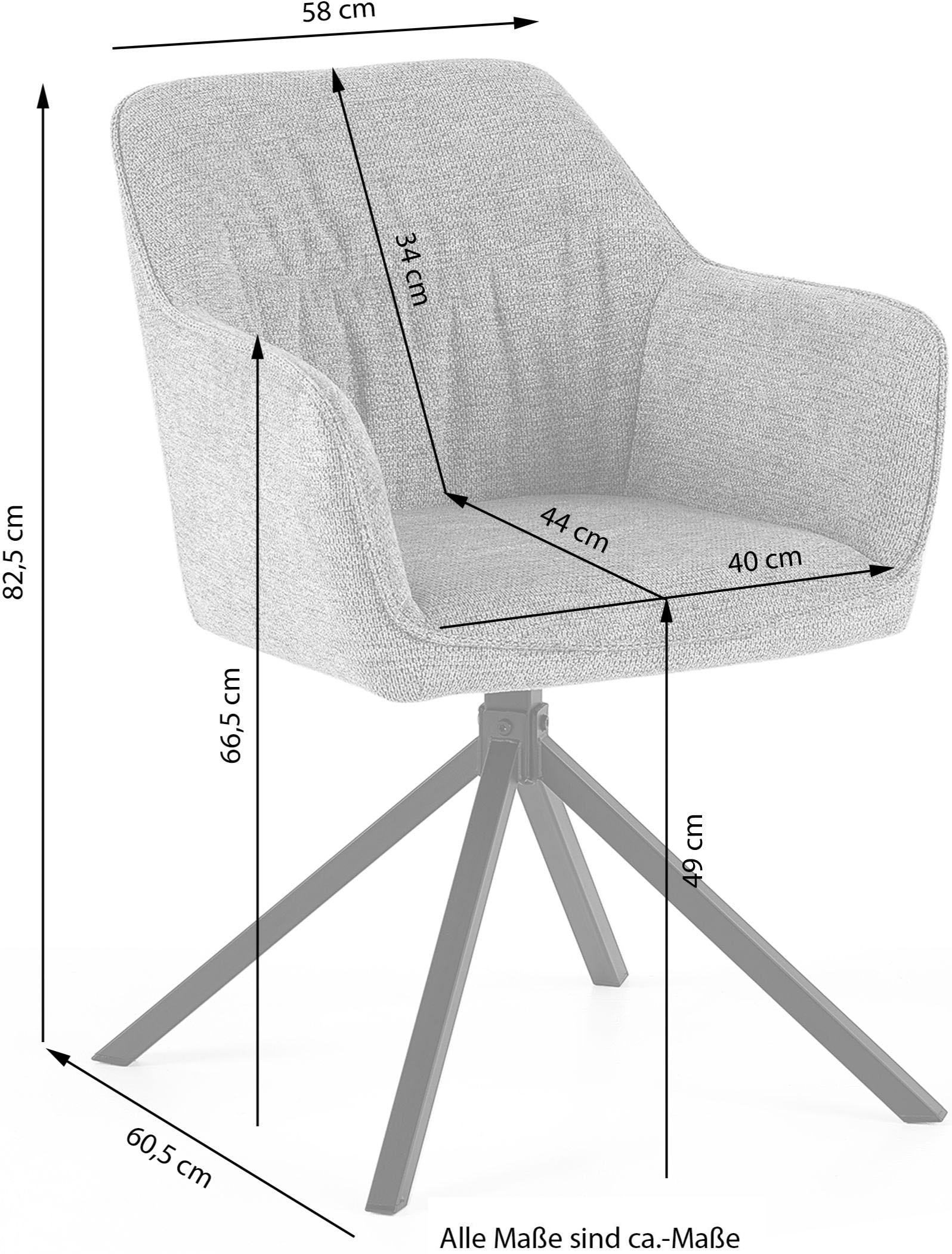 GOODproduct Esszimmerstuhl »Turin« (Set) 2 Stk.moderner Stuhl, 360 Grad drehbar, mit hochwertigem Strukturstoff