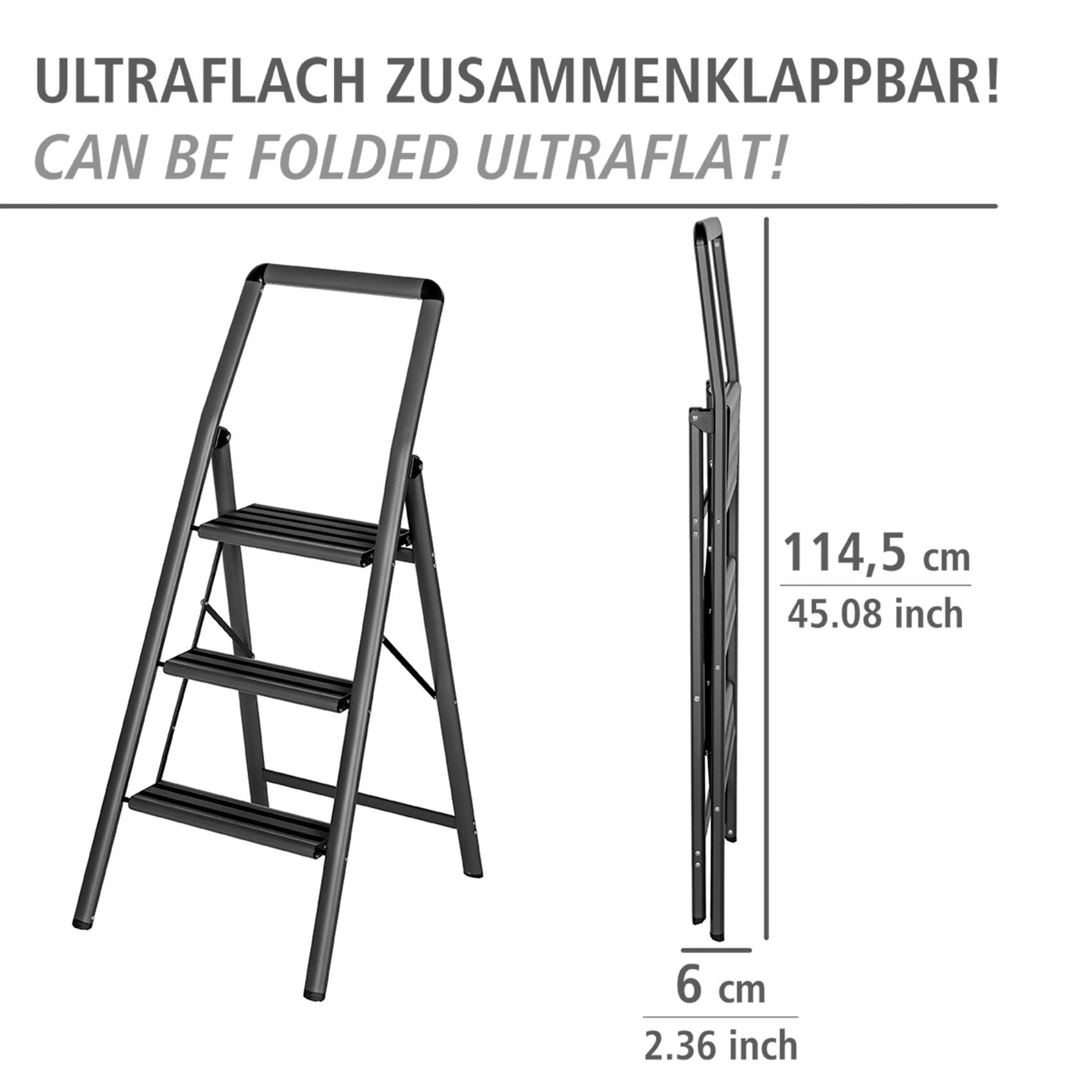 WENKO Trittleiter »Modell Alu-Compact«, leichte & rutschfeste Haushaltsleiter, belastbar bis 150 kg, klappbar