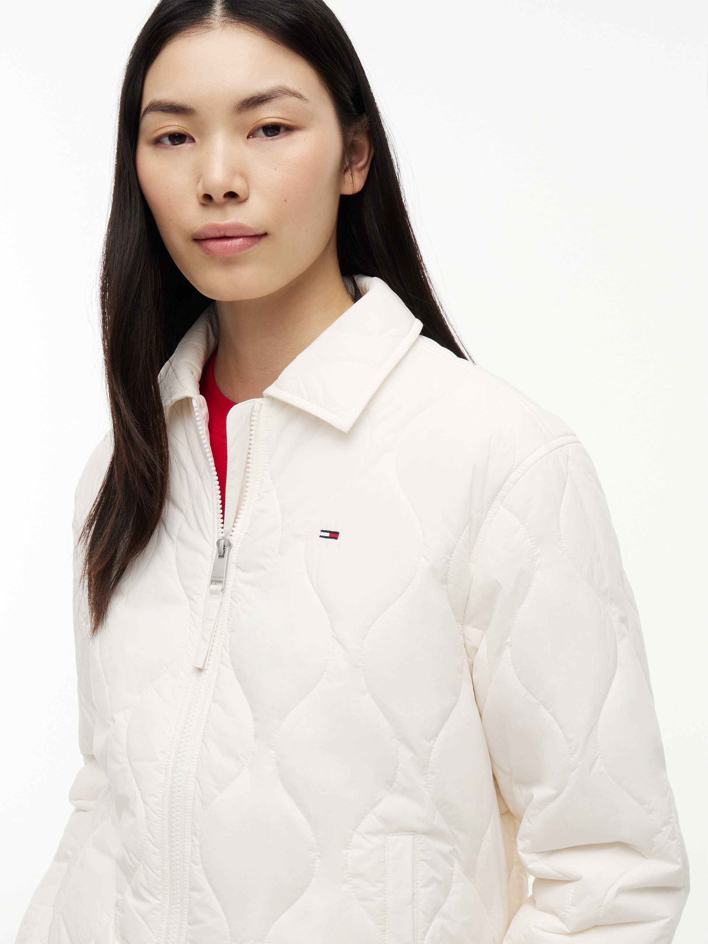 Tommy Jeans Veste matelassée »TJW COACH COLLAR QUILTED JACKET« fibre synthétique, broderie drapeau