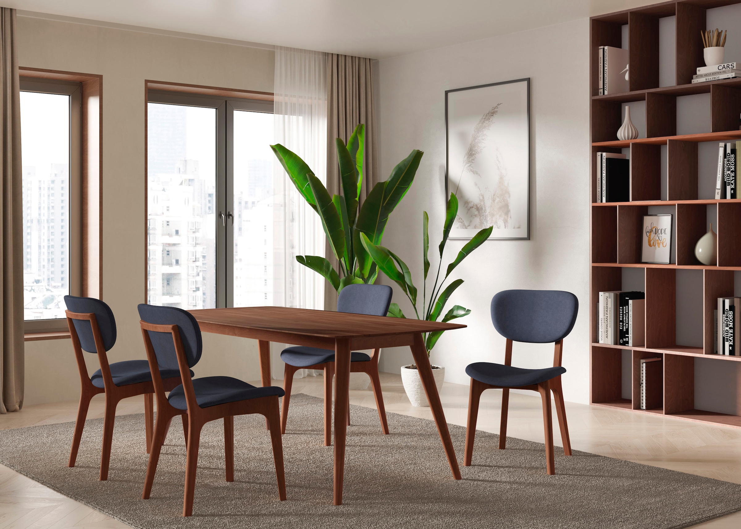 INOSIGN Stuhl »COZY Made in Italy« (Set) 2 Stk.Gestell in Buche, Kirsch- oder Nussbaum, Massivholz, Design Stuhl