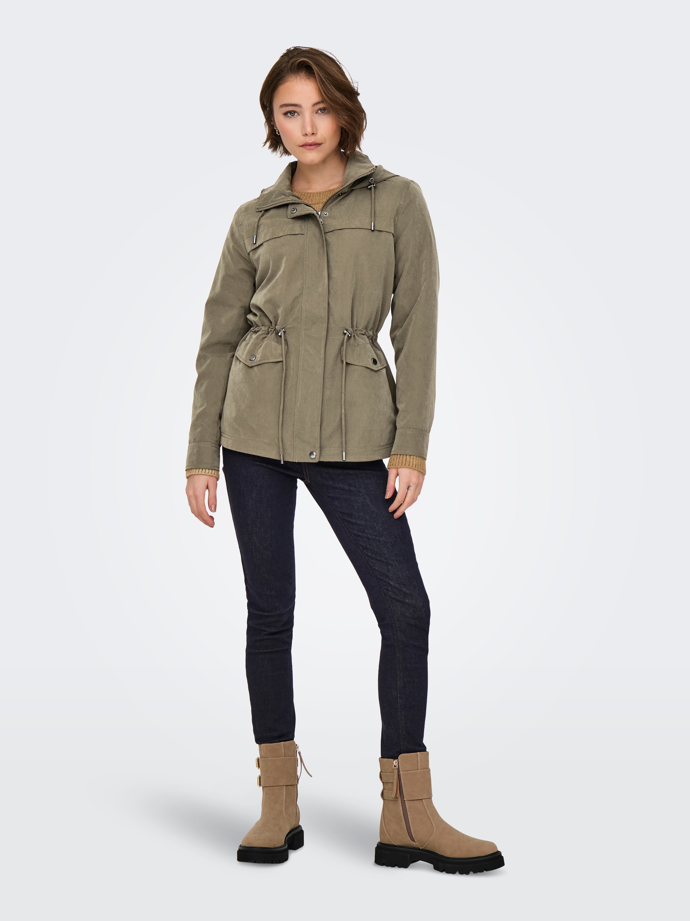 ONLY Parka »ONLNEWSTARLINE SPRING JACKET CC OTW« mit Kapuze mit durchgehendem und verdecktem Reissverschluss