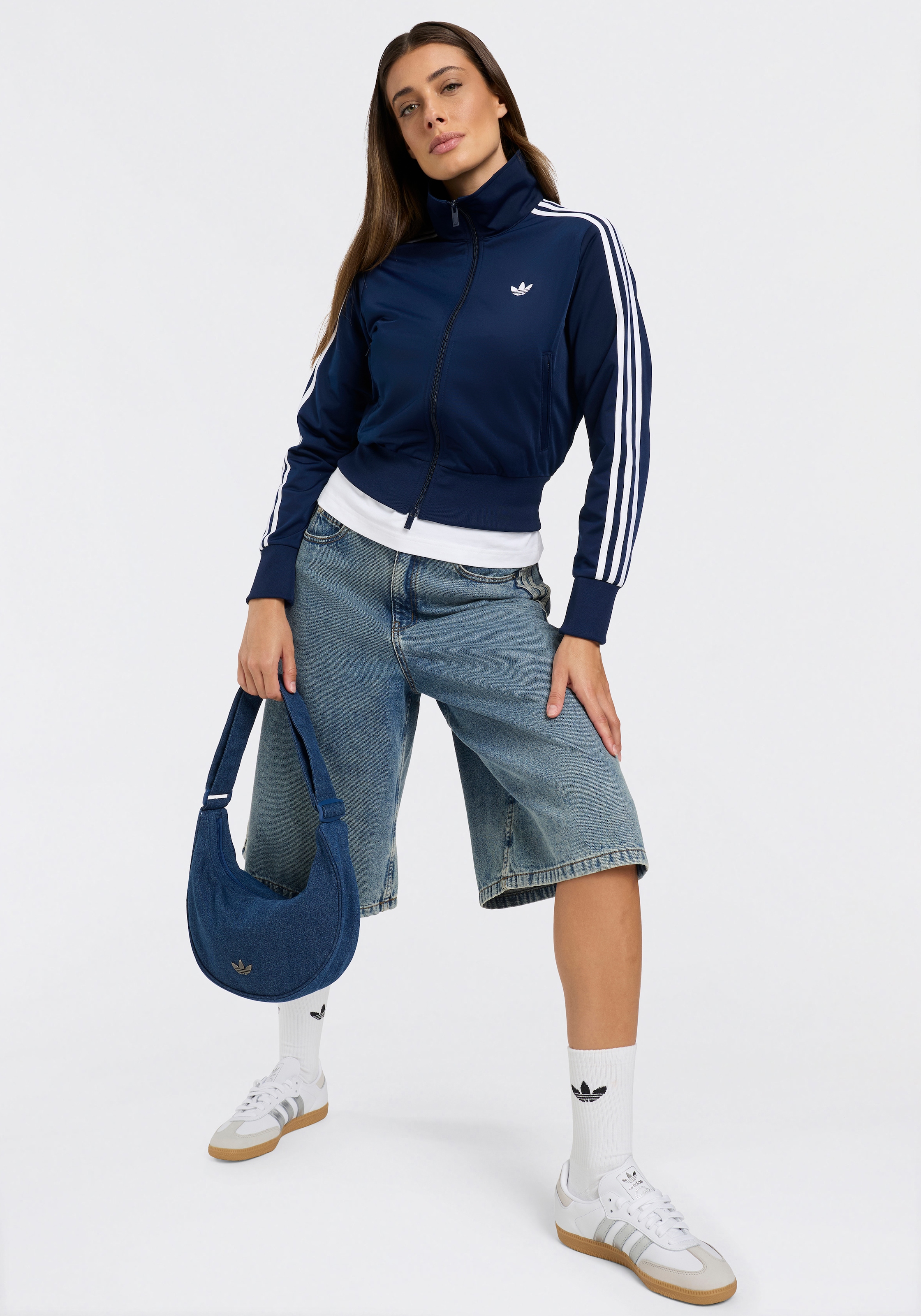 adidas Originals Short »DENIM-JORTS, MITTELHOHER BUND«  style sportif, en coton, coupe ajustée, pour adultes