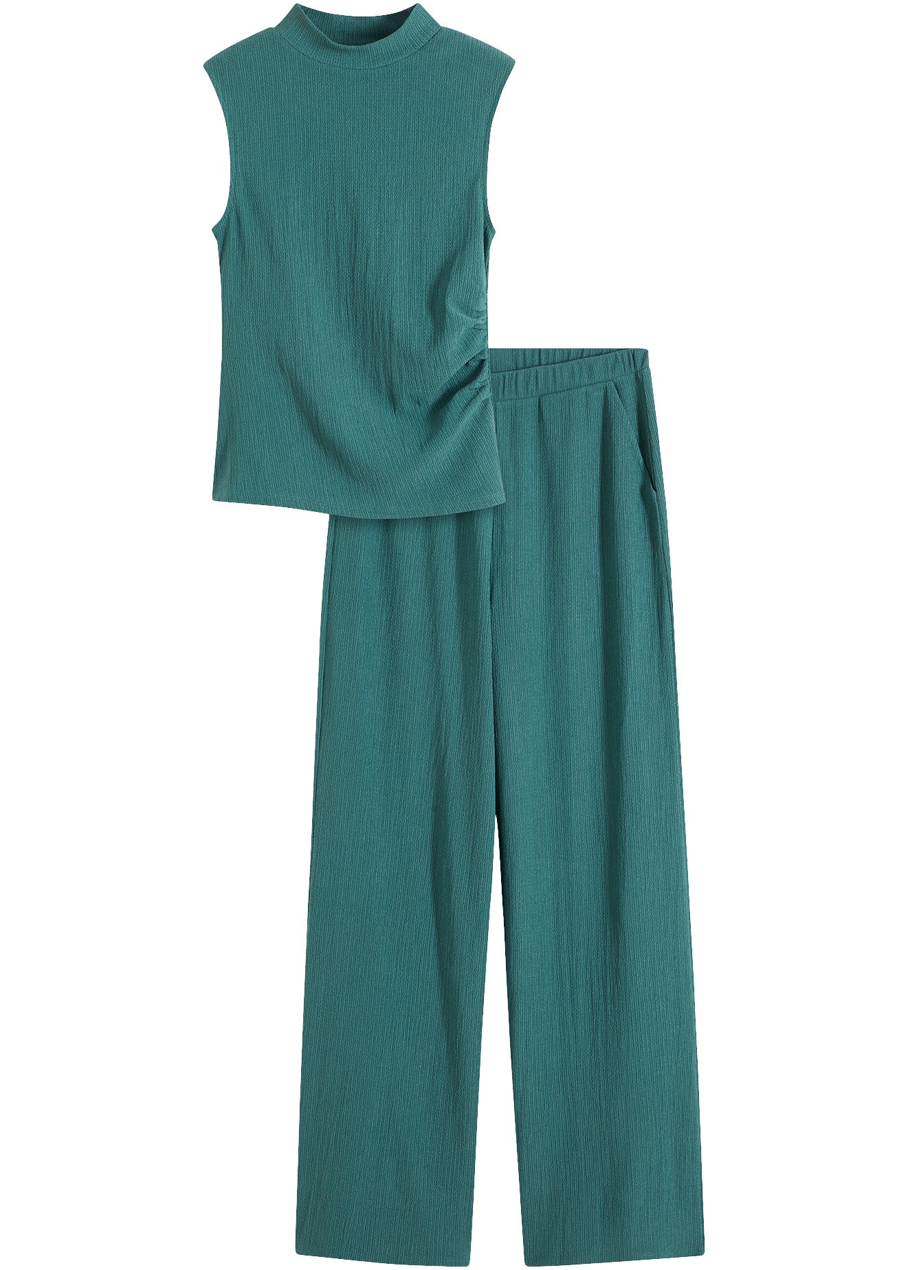 bonprix Combinaison Ensemble, lot de 2,  en jersey froissé, coupe ajustée, sans manches, lot de 2