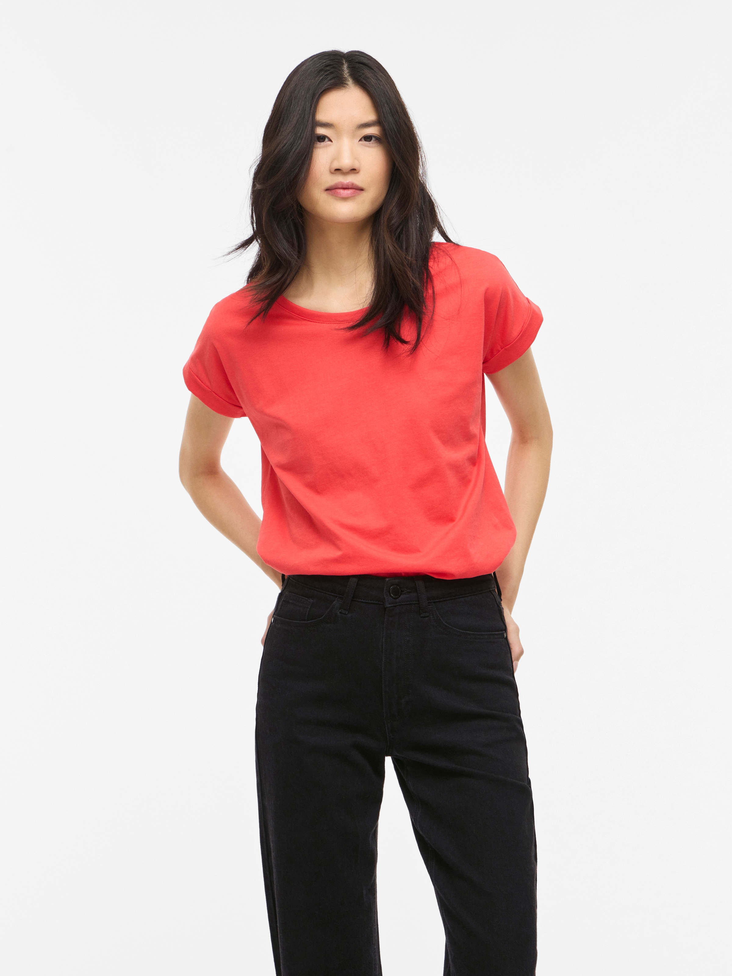 Vila Shirt à col rond »VIDREAMERS NEW PURE T-SHIRT/SU-NOOS« mélange coton, coupe régulière