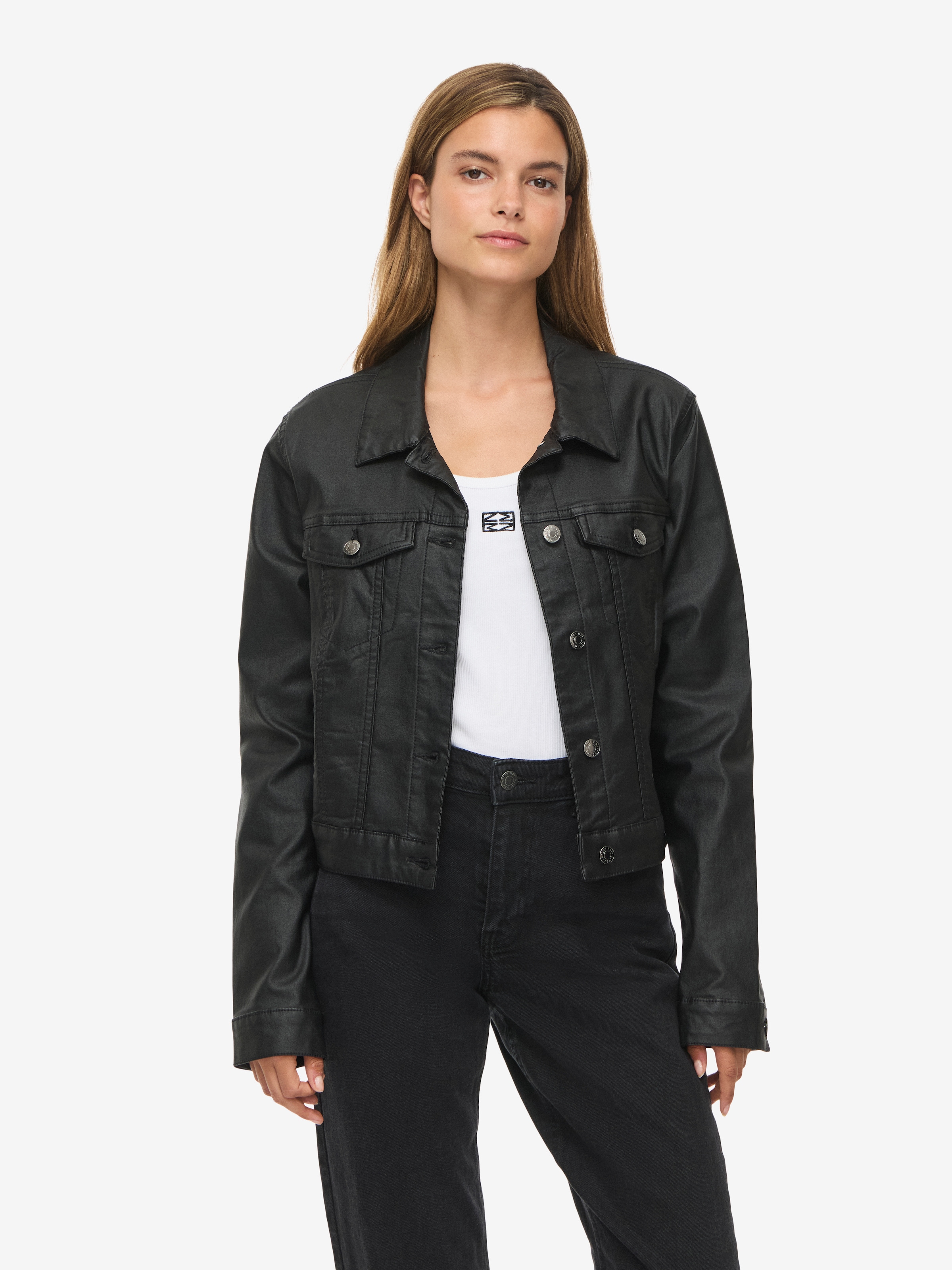 Image of Noisy may Lederimitatjacke "NMCOATED DEBRA LS JACKET NOOS" Lederimitat