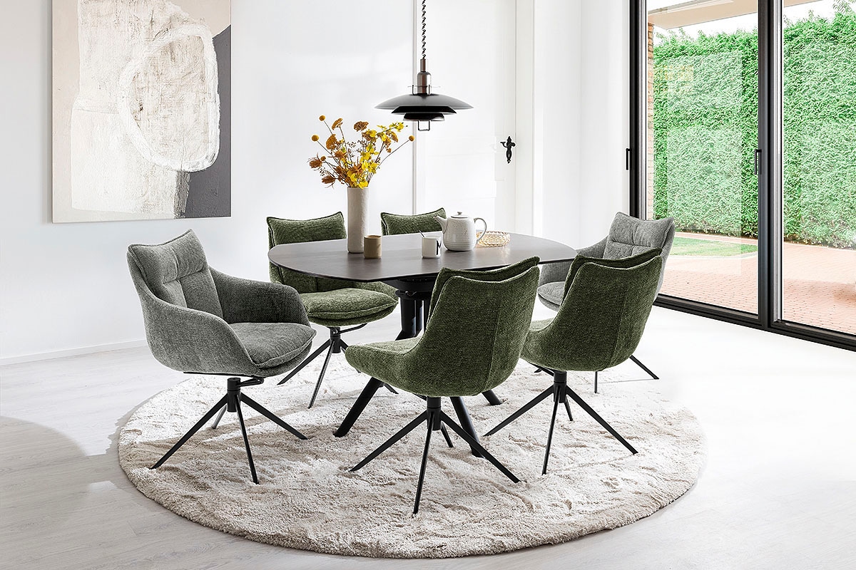 MCA furniture Esstisch »RUBIKON Vierfusstisch 90-135 cm«, (Einzelstück), Keramik, Metall, Längsseitenauszug, ausziehbar, 13 mm