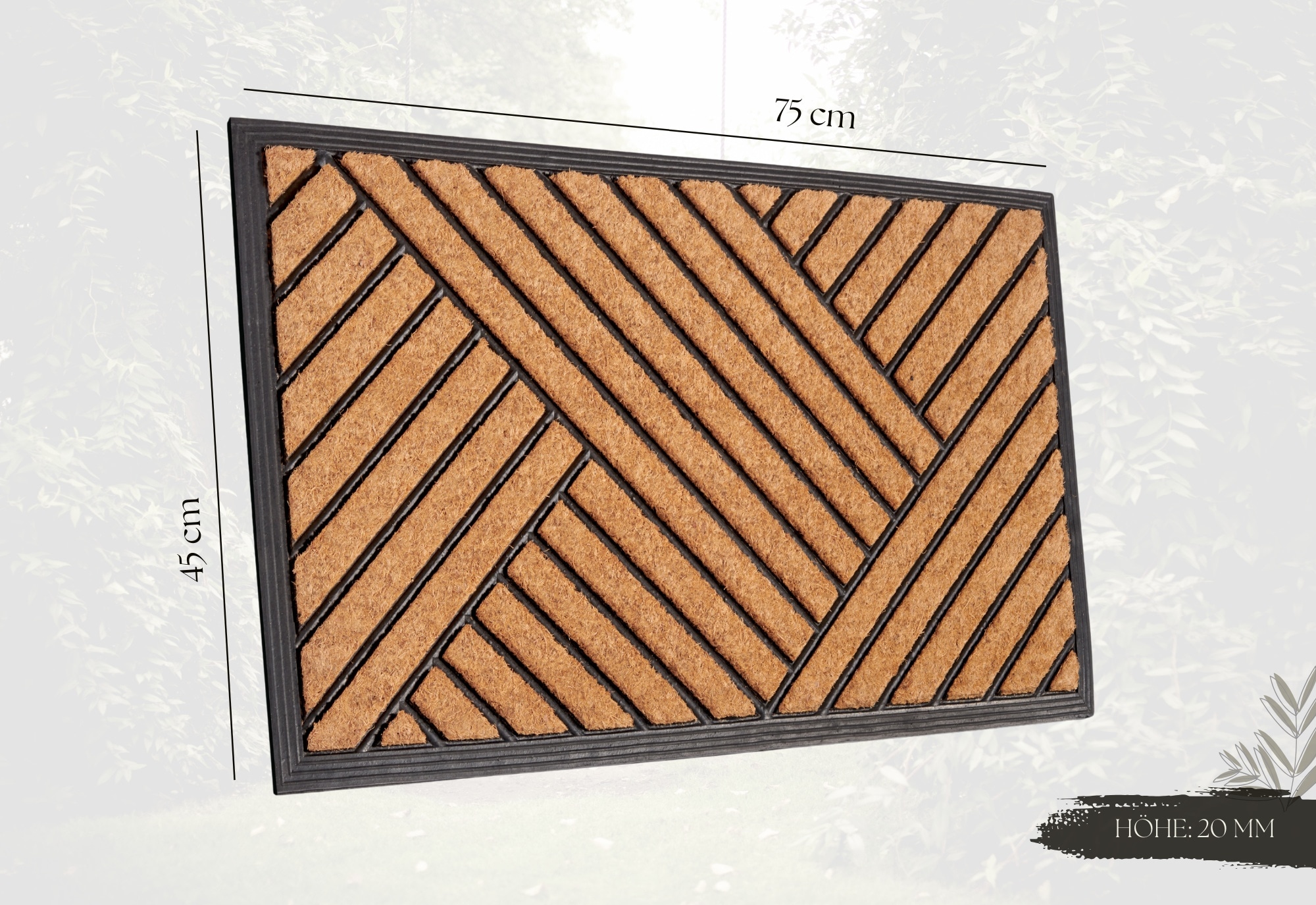 HANSE Home Fussmatte »Mix Mats Gummi Kokos Crossings, Türmatte«, rechteckig, 20 mm Höhe, Strapazierfähig, pflegeleicht, robust, wetterfest, UV-beständig