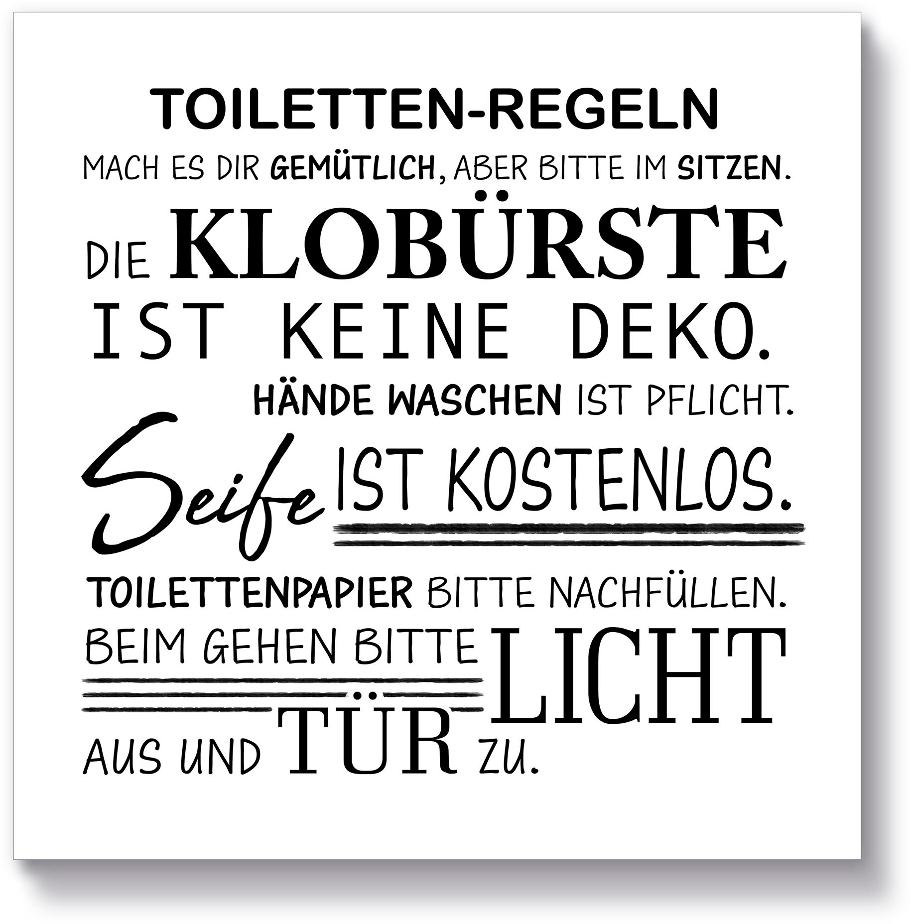 Image of Artland Holzbild »Toilettenregeln«, Sprüche & Texte, (1 St.) bei Ackermann Versand Schweiz