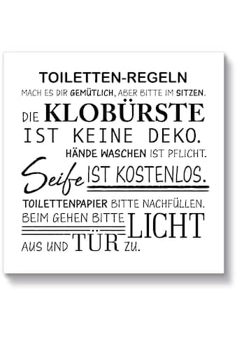 Holzbild »Toilettenregeln«, Sprüche & Texte, (1 St.)
