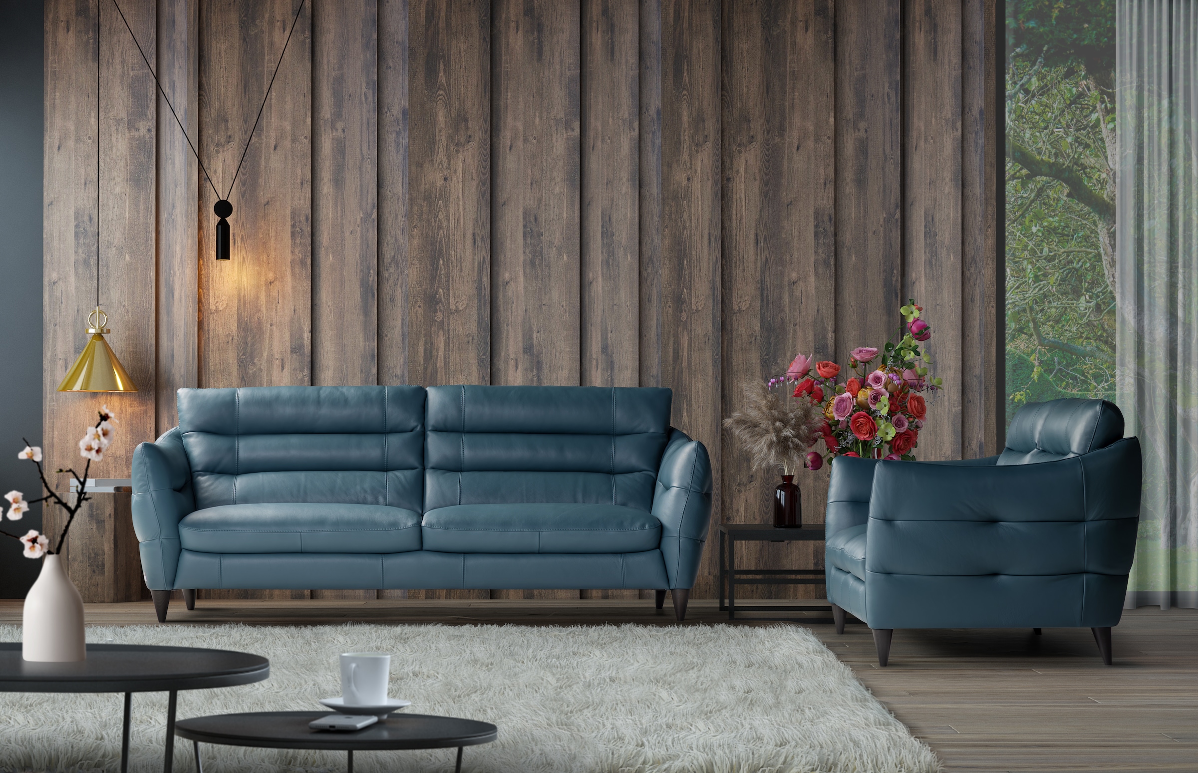 Image of CALIA ITALIA 3-Sitzer "Cabrini, Design trifft super Sitzkomfort," in Leder, 220 cm Breite, mit elektrischer Relaxfunktion