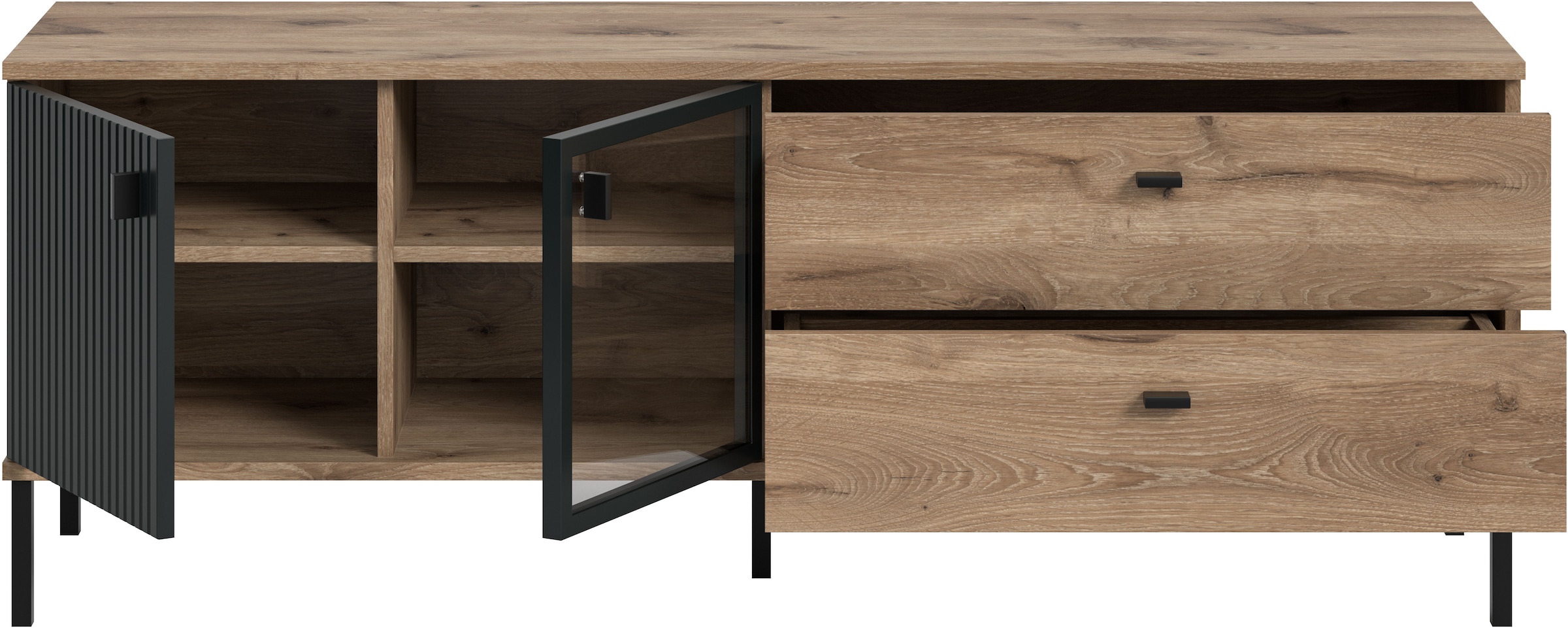 INOSIGN Table basse »TREVERK, Breite: 154 cm, hochwertige MDF-Front schwarz tiefzieh« 1 cuis tlg. Lowboard, salon, salle à manger