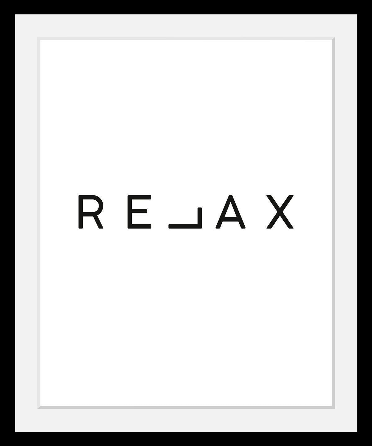 Image of queence Bild "Relax" Humor Motivationsbilder Schriftzug Schwarz-Weiss HD Premium Poster-Druck inkl. Holzrahmen