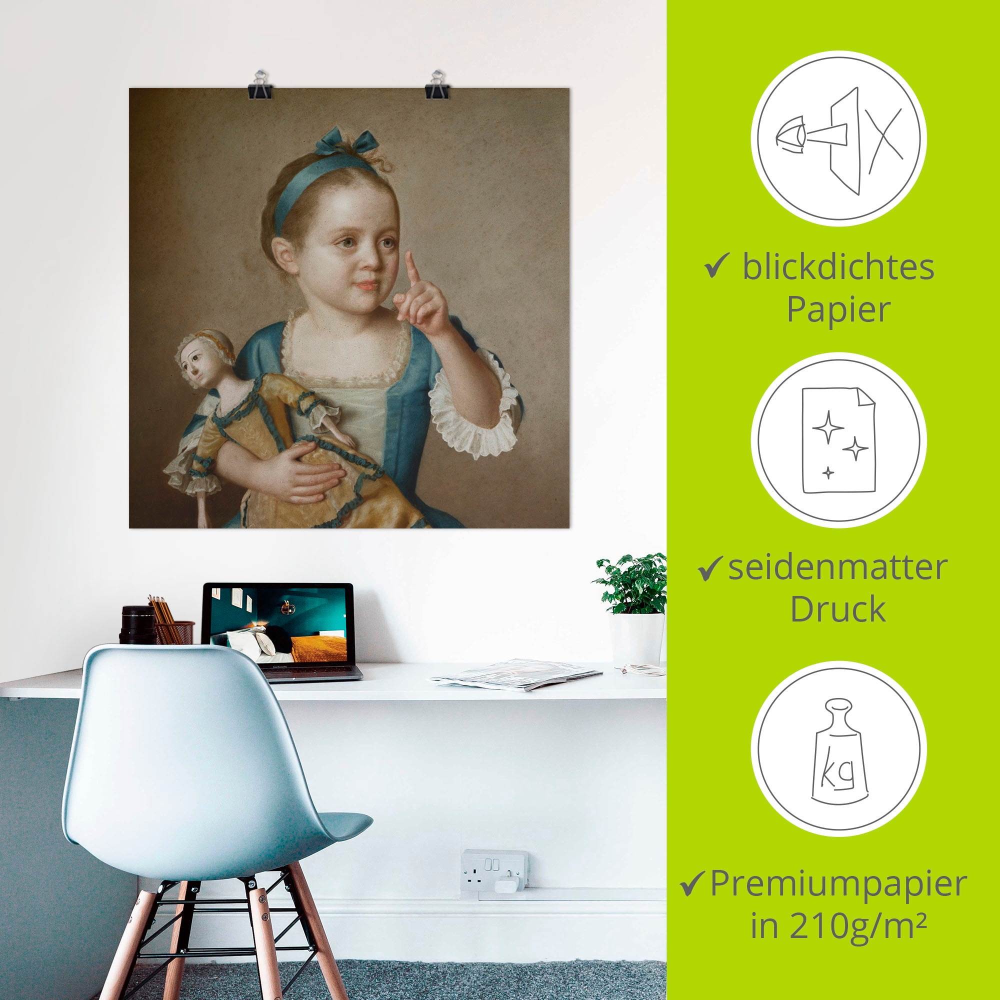 Artland Wandbild »Mädchen mit Puppe.«, Kind, (1 St.), als Leinwandbild, Poster in verschied. Grössen