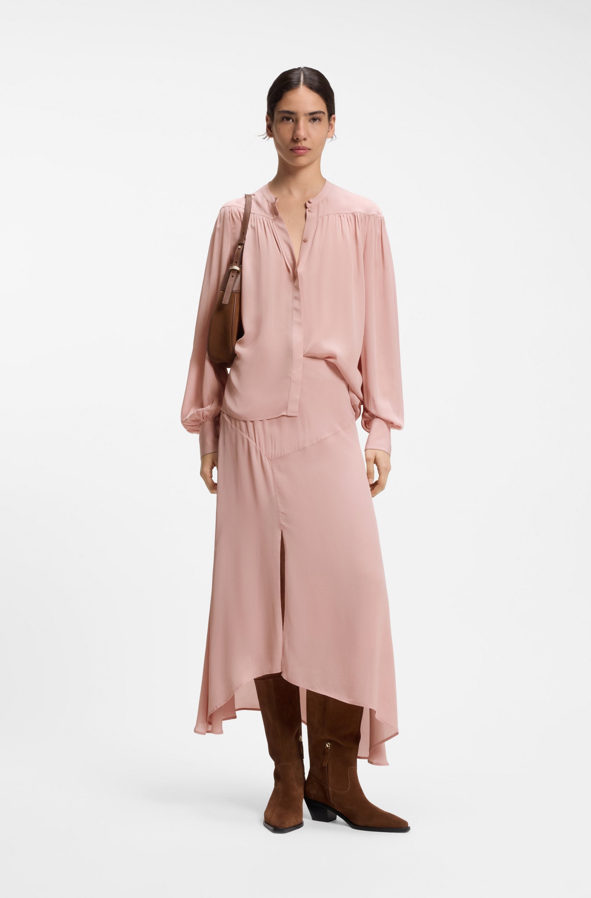 BOSS ORANGE Blouse à manches longues »Bethena Premium Damenmode« mit verdeckter Knopfleiste, Relaxed Fit