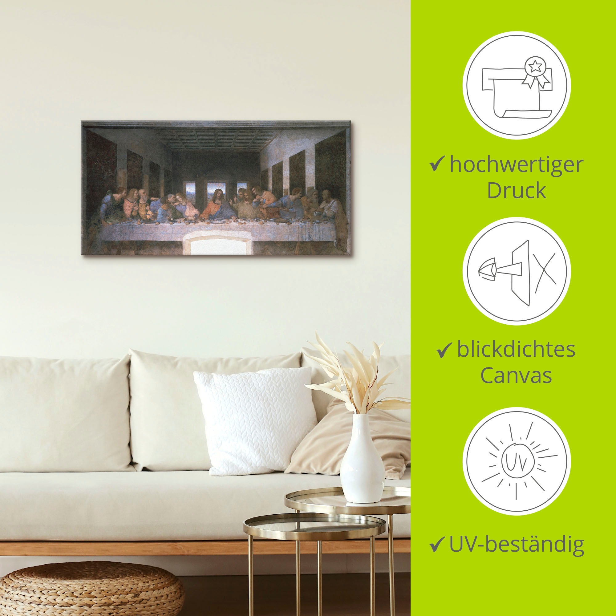 Artland Wandbild »Das letzte Abendmahl«, Religion, (1 St.), als Leinwandbild, Wandaufkleber in verschied. Grössen