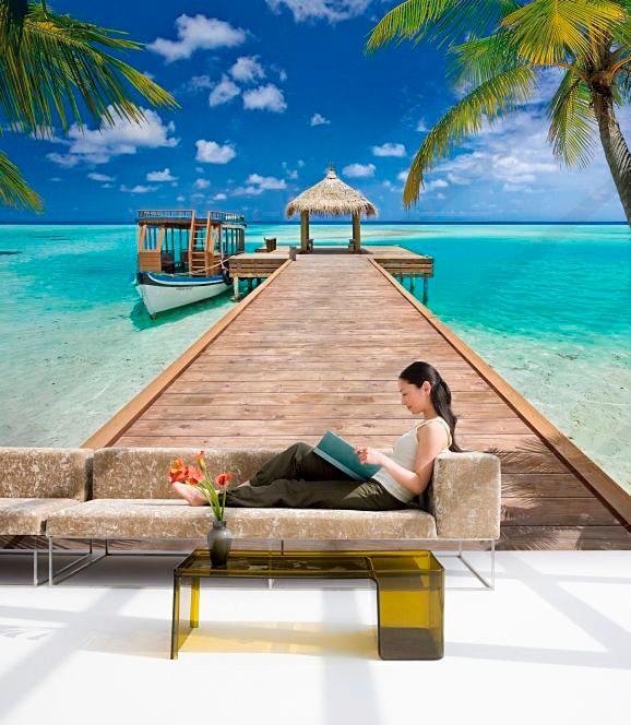 Image of Komar Fototapete "Beach Resort - Grösse 368 x 254 cm" bedruckt glatt Wohnzimmer, Schlafzimmer