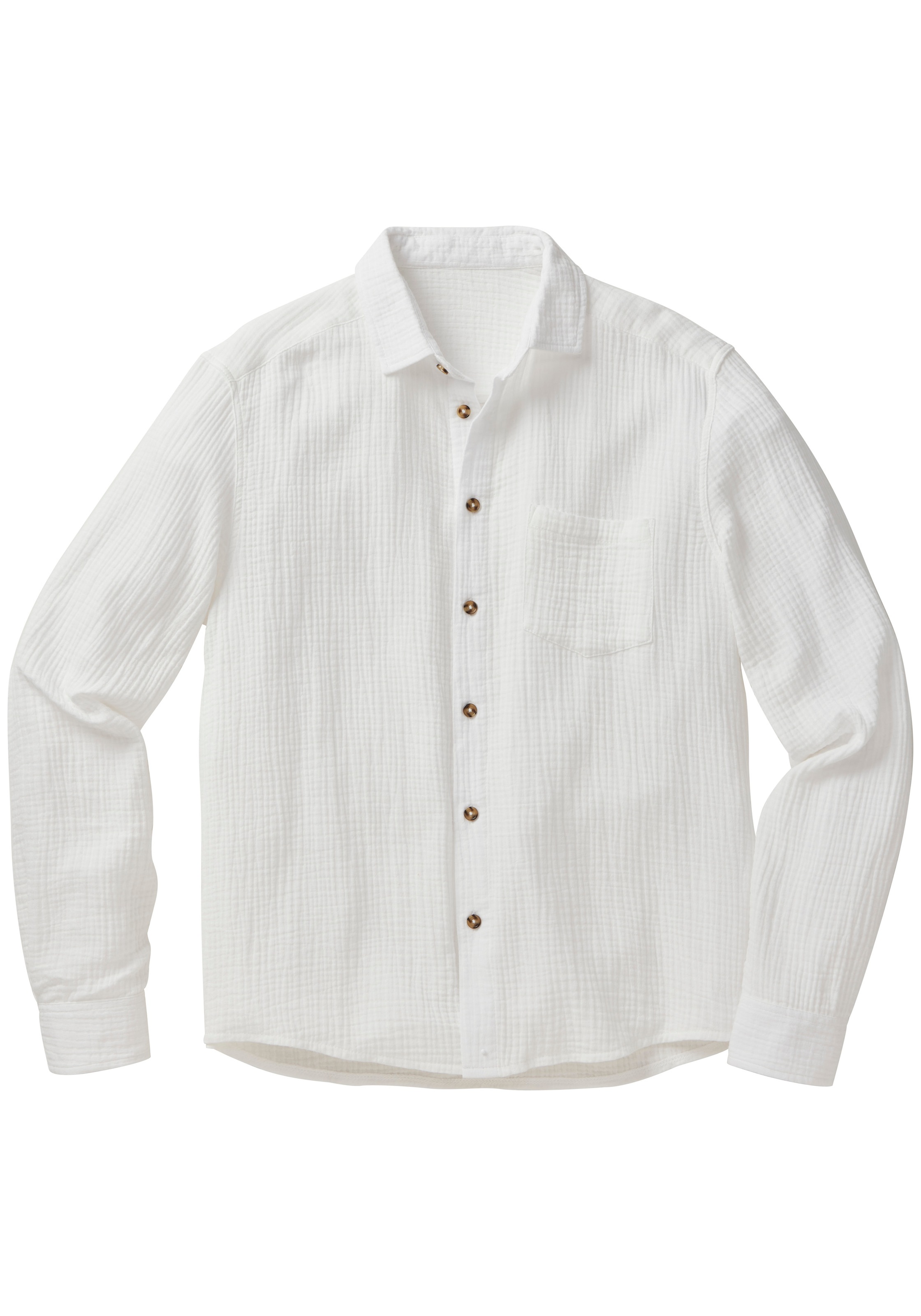 Beachtime Chemise à manches longues »Regular fit« Langarm, Freizeithemd aus Musselin-Ware