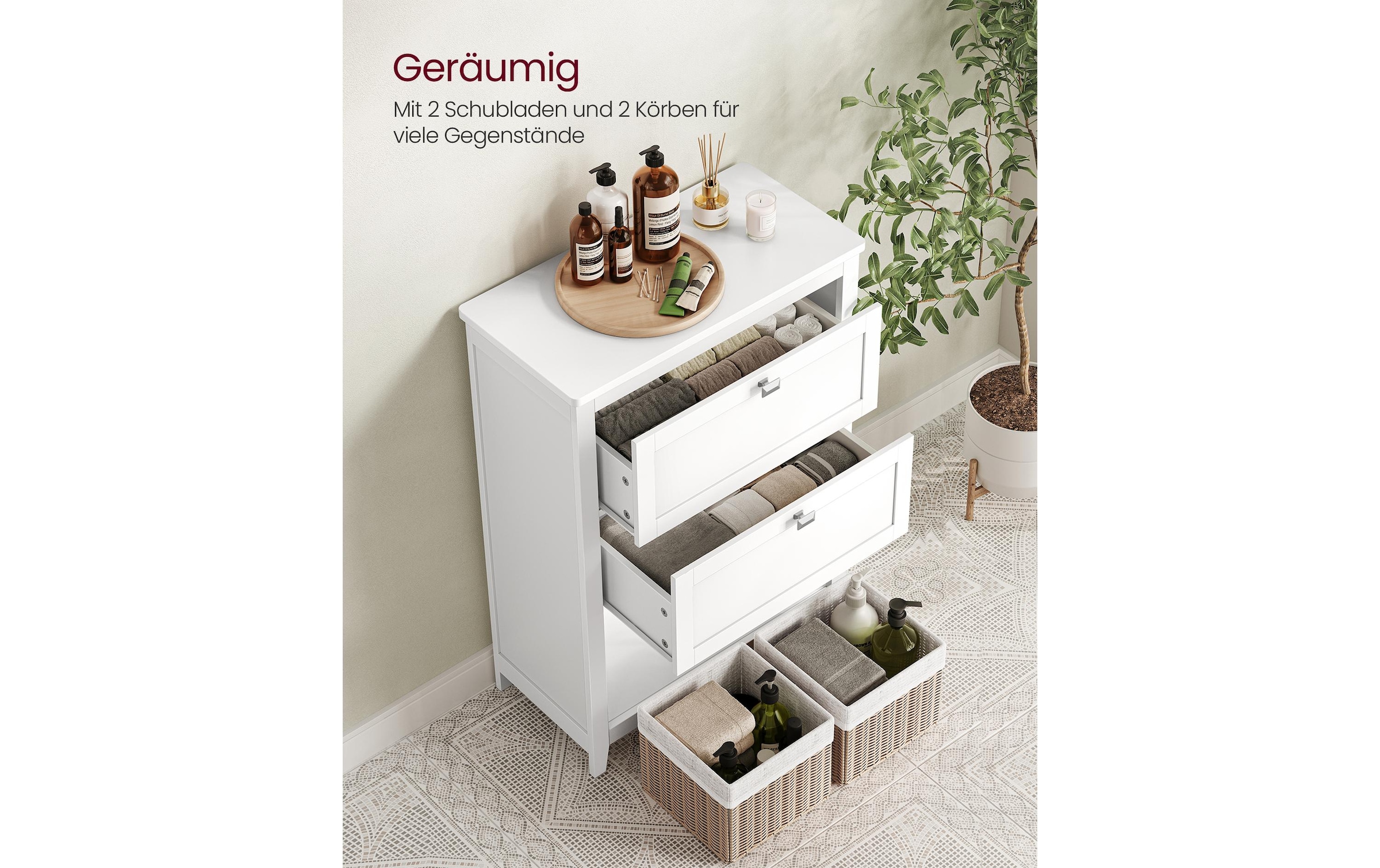 VASAGLE Mehrzweckschrank »VASAGLE Badezimmer-Schrank 30 x 80 cm, Weiss«