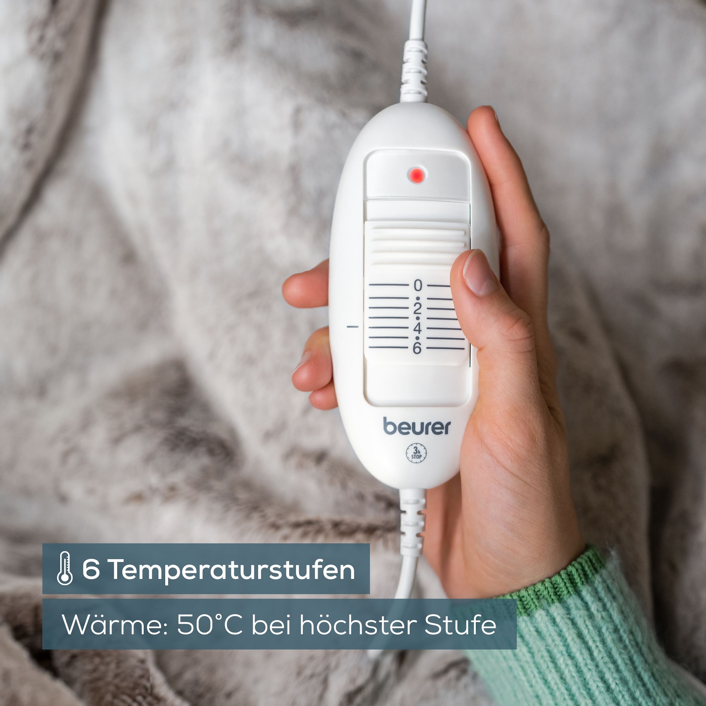 BEURER Heizdecke »HD 75 nordic taupe, elektrische Wärmedecke zum Einkuscheln«, 6 Temperaturstufen, kuscheliges Material, maschinenwaschbar