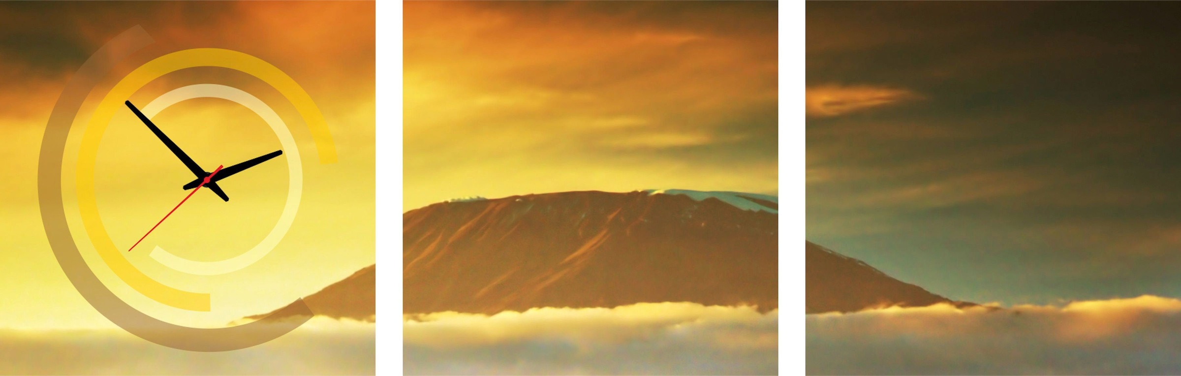 Image of Conni Oberkircher´s Bild mit Uhr »Mountain from Sky - Berg über den Wolken«, Berge, (Set, (Set 3), mit dekorativer Uhr, Panorama bei Ackermann Versand Schweiz