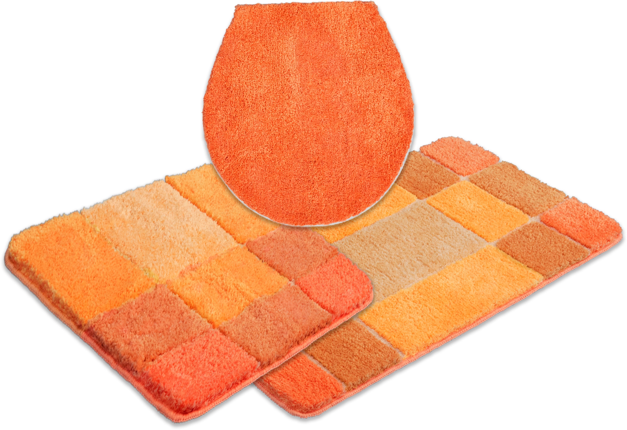 my home Badematte »Pia, Badvorleger, Badezimmer Teppich«, rutschhemmend beschichtet, strapazierfähig-fussbodenheizungsgeeignet-schnell trocknend, Badteppich, karierte Badematten, rechteckig, rund & als 3-tlg. Set