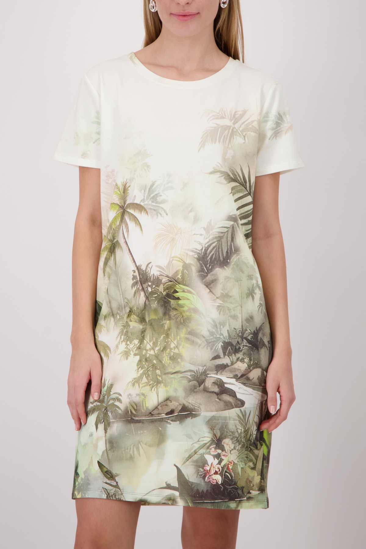 Image of Monari Shirtkleid "Kleid Tropical Allover" Ohne Tasche Regular fit mit tropischem Print