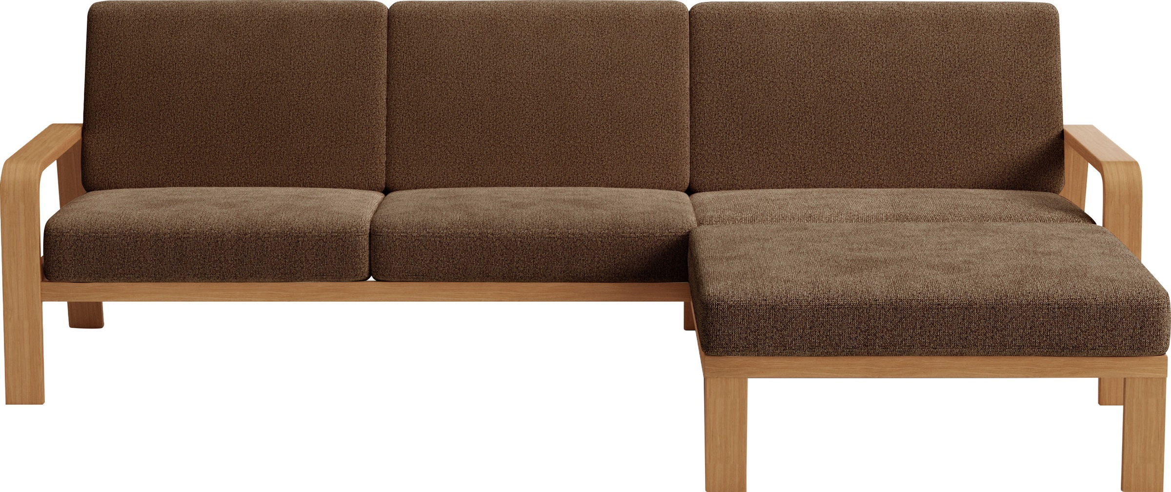 sit&more Ecksofa »Kolding L-Form«, Armlehnen aus eichefarbigem Buchenholz, verschiedene Bezüge und Farben