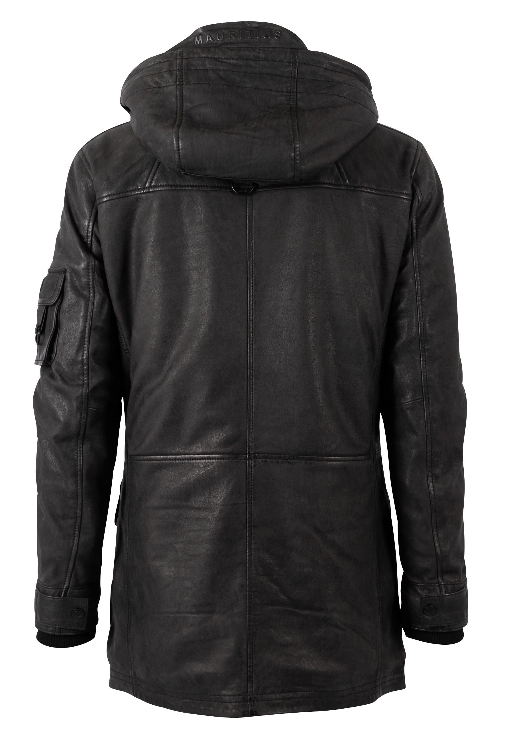 Mauritius Parka »MMUnimak« avec capuche en cuir avec détails textiles