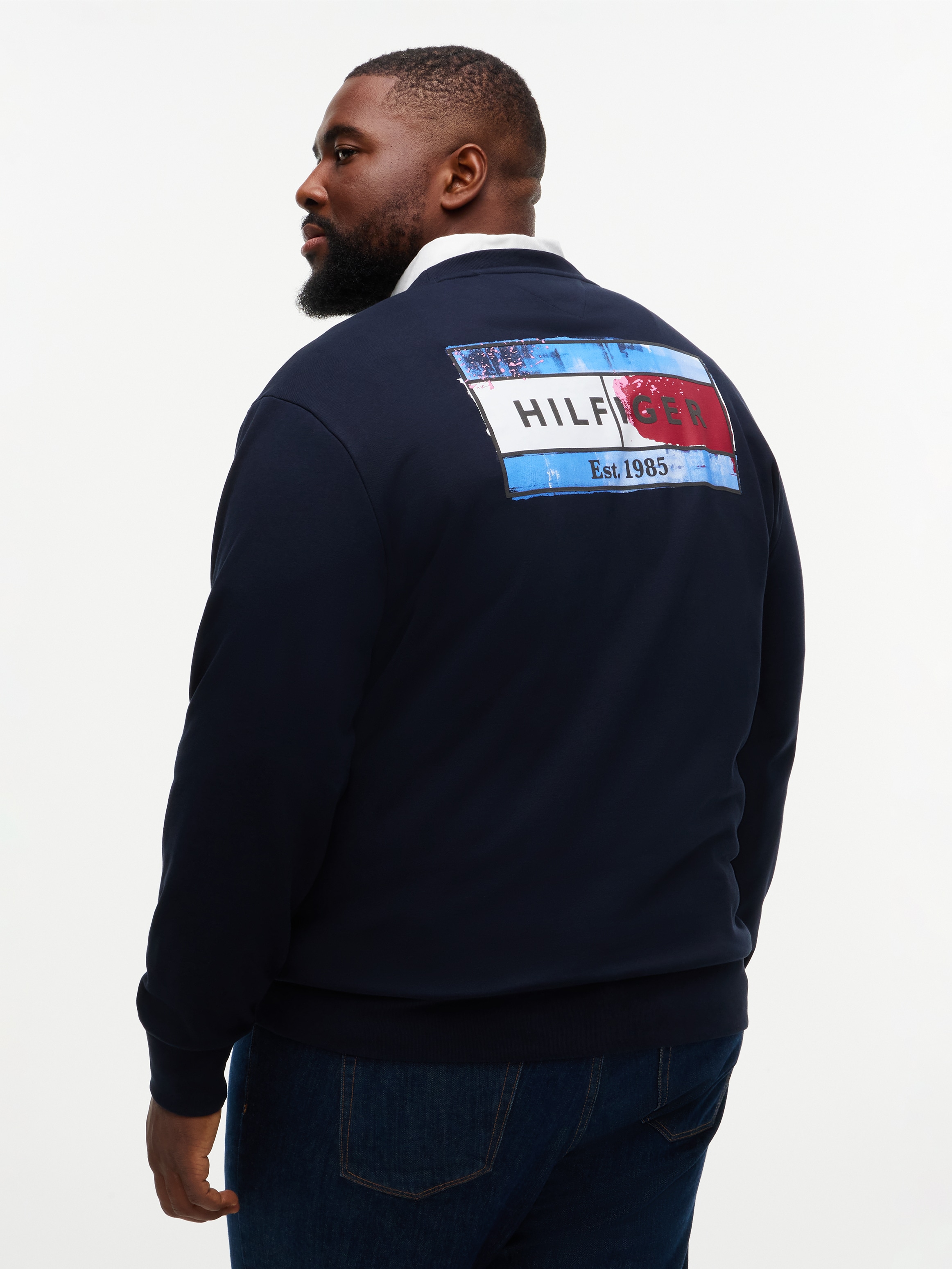 Tommy Hilfiger Big & Tall Sweatshirt »BT-BACK FLAG REGULAR FLEECE CREW-NECK«, Grosse Grössen, Rundhals, grosser Rückenprint
