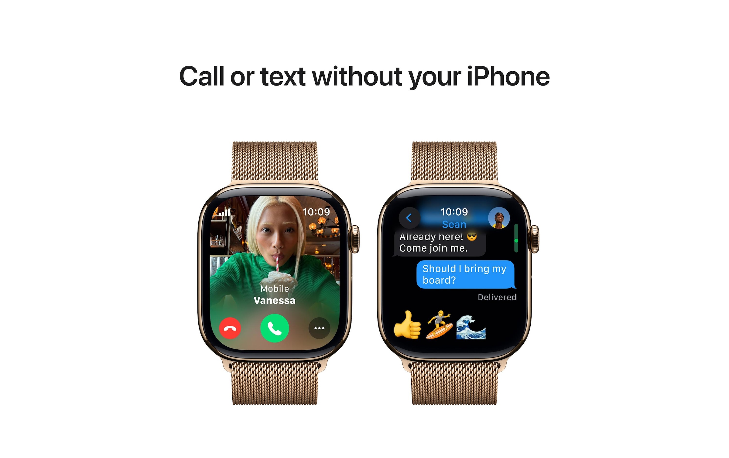 Apple Watch Series 10 Titan, 46 mm, GPS + Cellular, Milanese Loop S/M, Goldfarben