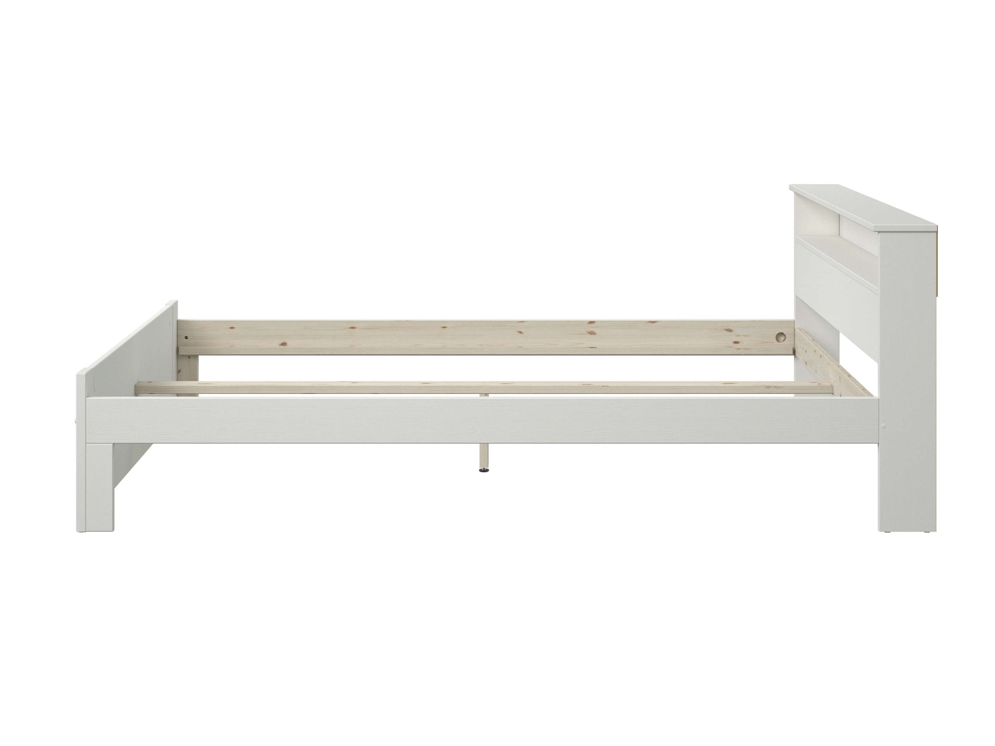 GOODproduct Massivholzbett »FLAVION, TOPSELLER! Jugendbett, FSC® zertifizierte massive Kiefer« Breite: 140,  Qualitätsprodukt, Regal, Kassettenoptik, Schublade optional