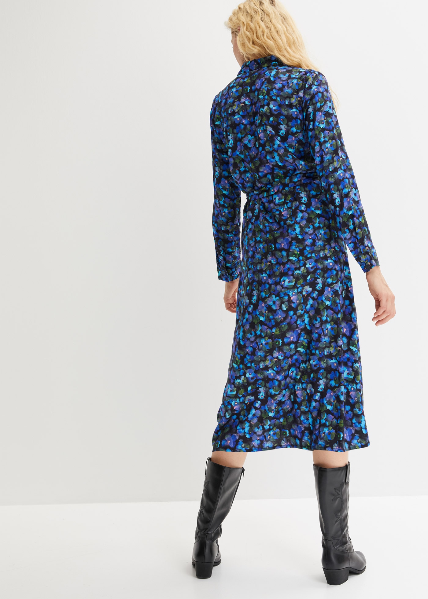 bonprix Robe chemisier »Hemdblusenkleid aus reiner Viskose« für klassischen Look, aus reiner Viskose, lockere Passform