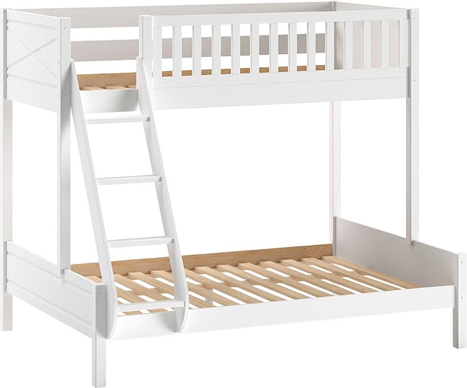 Vipack Etagenbett »Scott, Kiefer massiv, stabil gebaut, Made in Europe, Landhaus-Optik« B/H/T ca. 208x175x158cm, inkl. Rolllattenroste, Leiter, Absturzschutz,  wahlweise, ohne Schublade, mit 2 kleinen oder 1 grossen Bettschublade