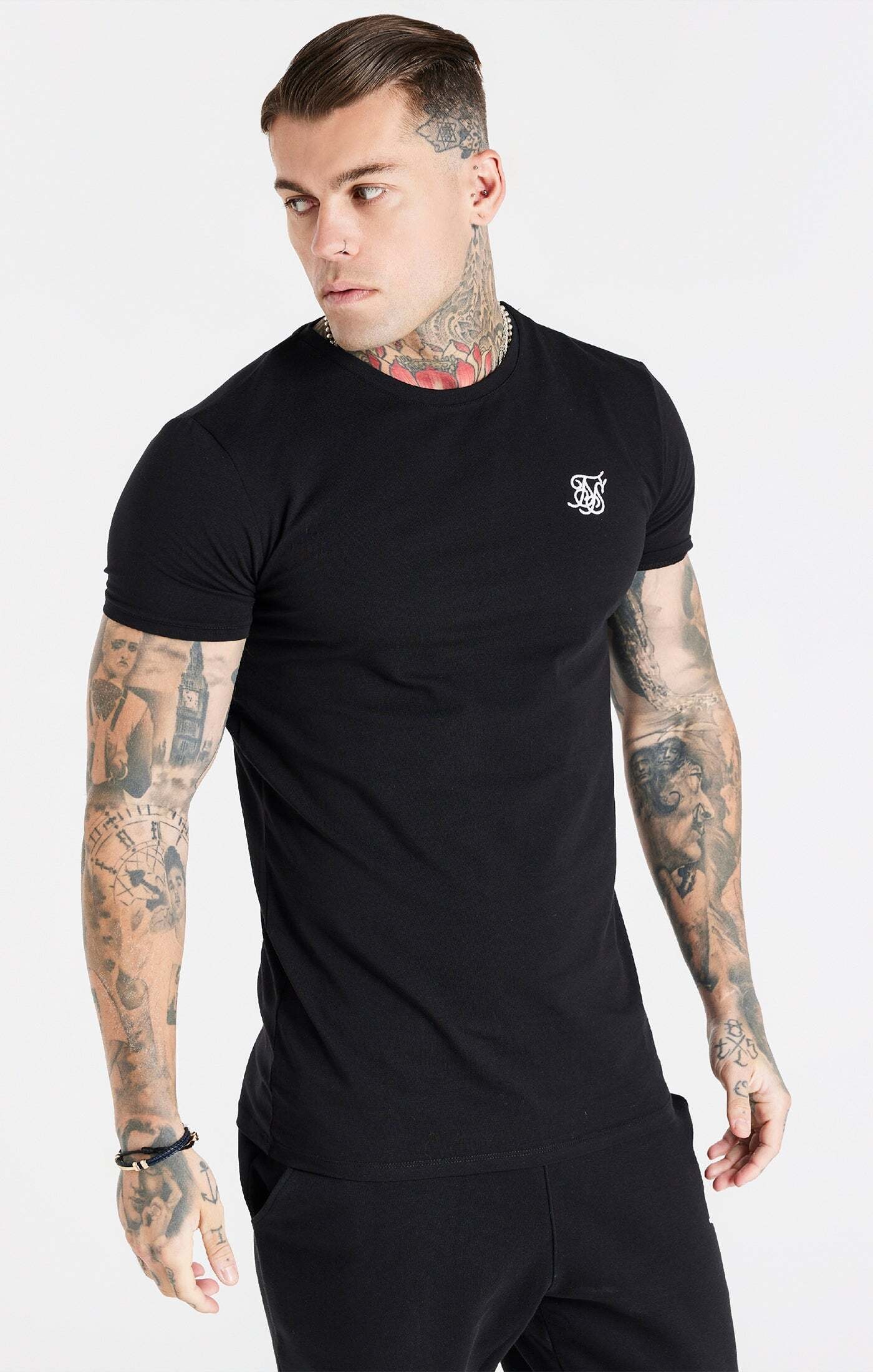 T-Shirt »T-Shirts Black Essential Short Sleeve Muscle Fit T-Shirt«